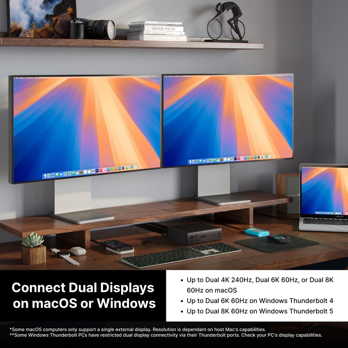CalDigit - TS5 plus - 20 Port Thunderbolt 5 Dock, 140W Charging, 3X 80Gb/S Thunderbolt 5, 10X 10Gb/S USB Ports, Dual USB Controllers, 10Gbe, up to Dual 8K 60Hz Displays, 1.0M Braided Cable, 330W PSU - Serious Techies