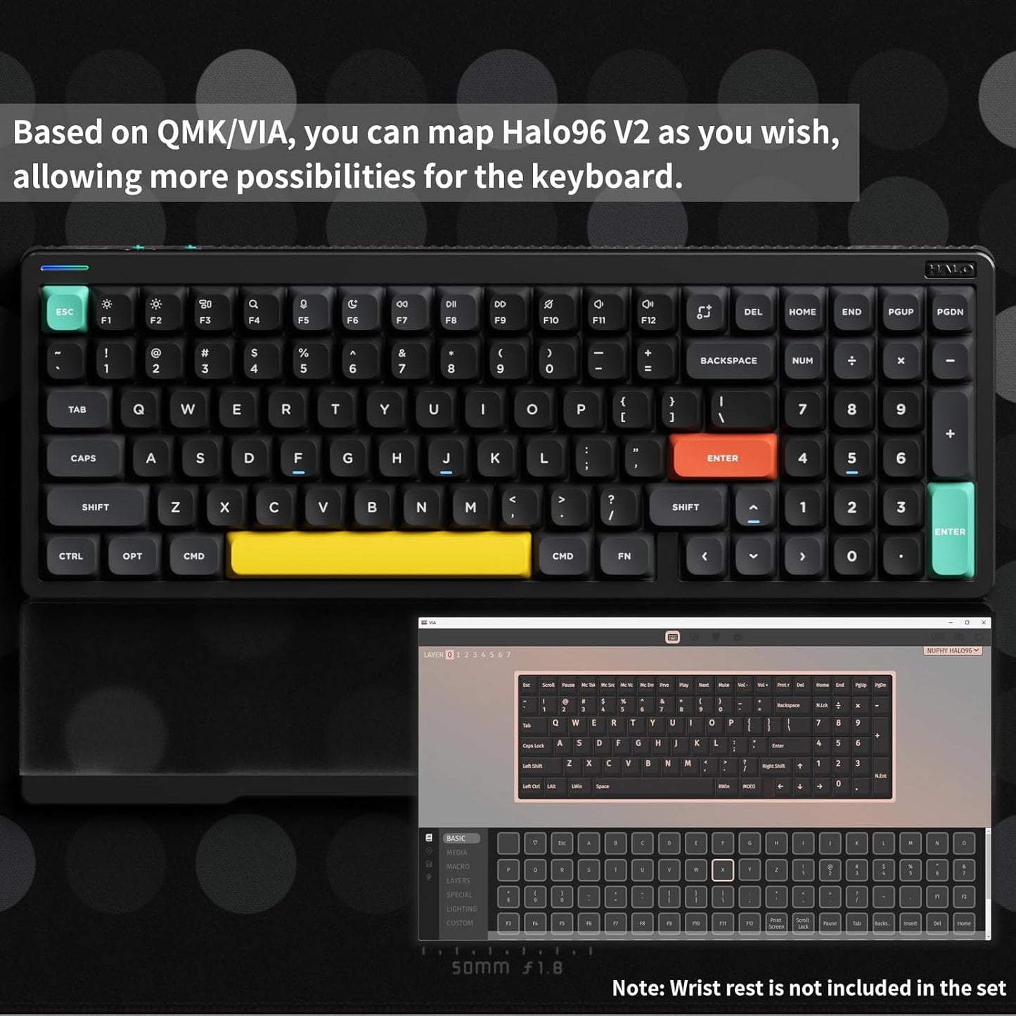 Nuphy - Halo96 V2 Wireless Mechanical Keyboard, 96% Hot Swappable, 99 Keys RGB Backlit, Bluetooth/Usb-C/2.4Ghz, Mint Switches (37Gf), Black - Serious Techies