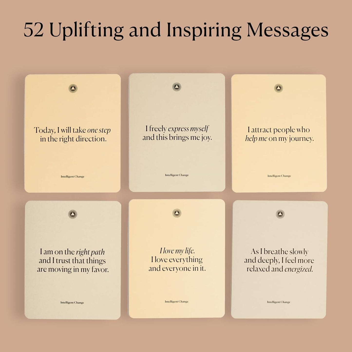 Intelligent Change - Mindful Affirmations, 52 Positive Affirmation Cards with Display Stand, Daily Affirmations for Inspiration, Mindfulness & Self Care, Unique Gifts for Women and Men - Serious Techies