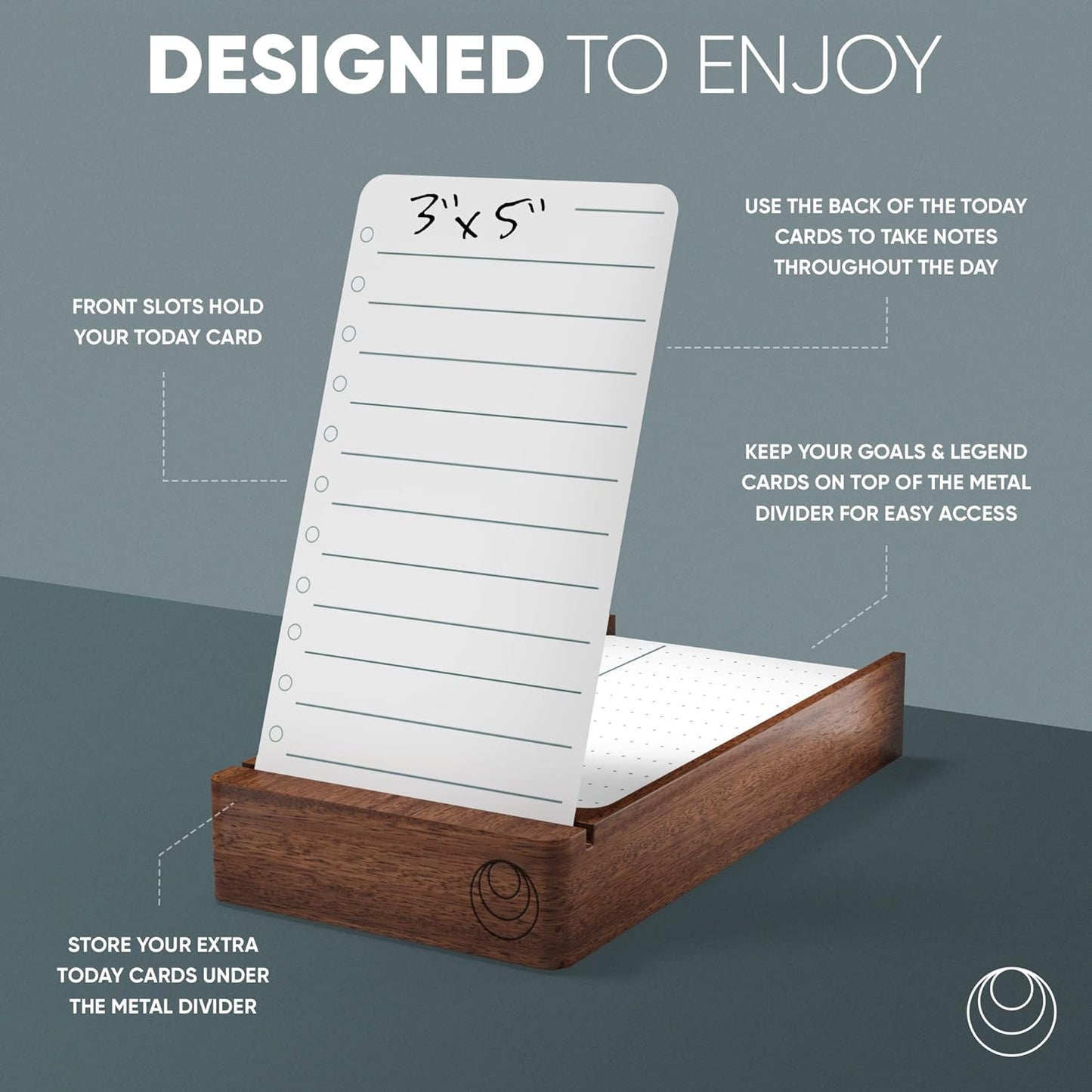 Mind Design Store - Walnut Stand plus 180 to Do List Cards and 20 Goal Setting Cards - Serious Techies