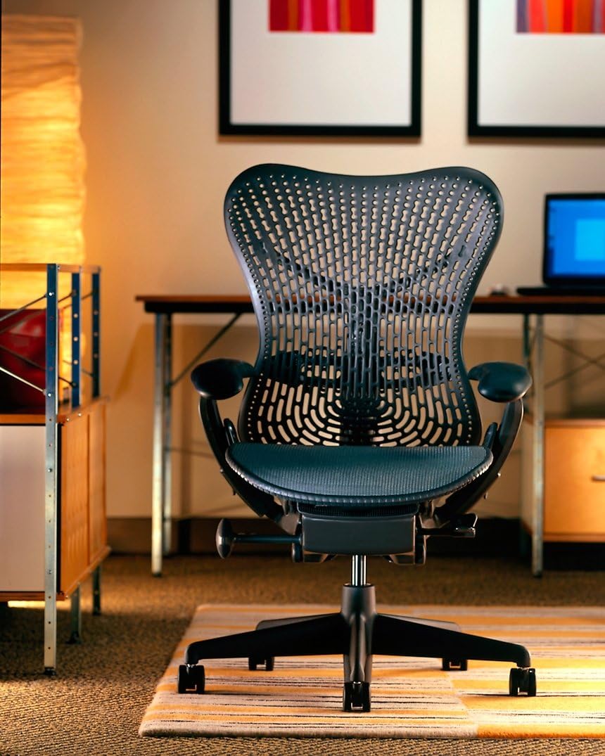 Herman Miller - Mirra Chair by : Fully Featured W/Forward Tilt - Adjustable Arms - Flexfront Seat - Tilt Limiter - Lumbar Support - Hard Floor Casters - Graphite Frame/Graphite Seat - Serious Techies