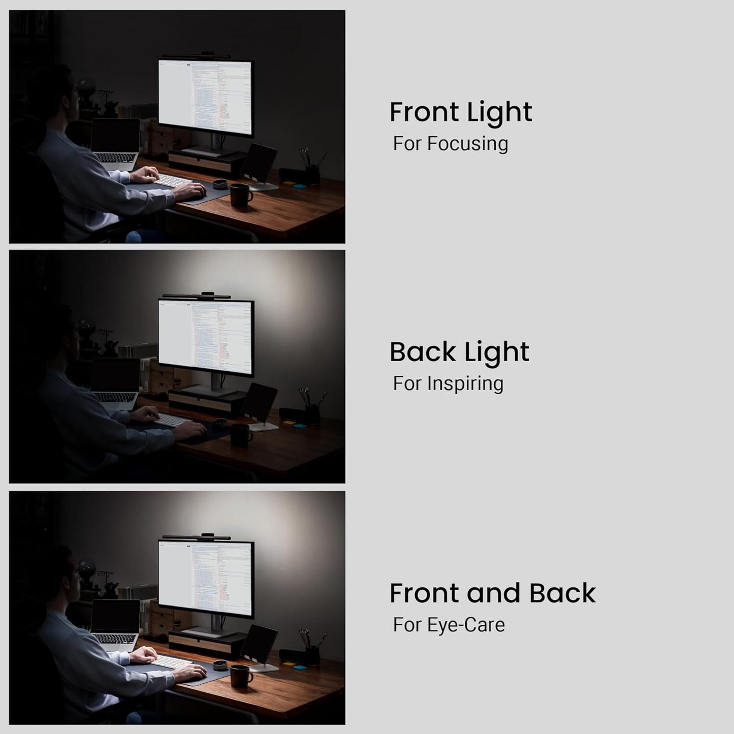 Screenbar Halo 2 LED Monitor Light - Wireless Controller, Backlight, Motion Sensor, Adjustable Brightness/Color Temperature, Eye-Care Light Bar, No Screen Glare, Space Saving, USB Powered