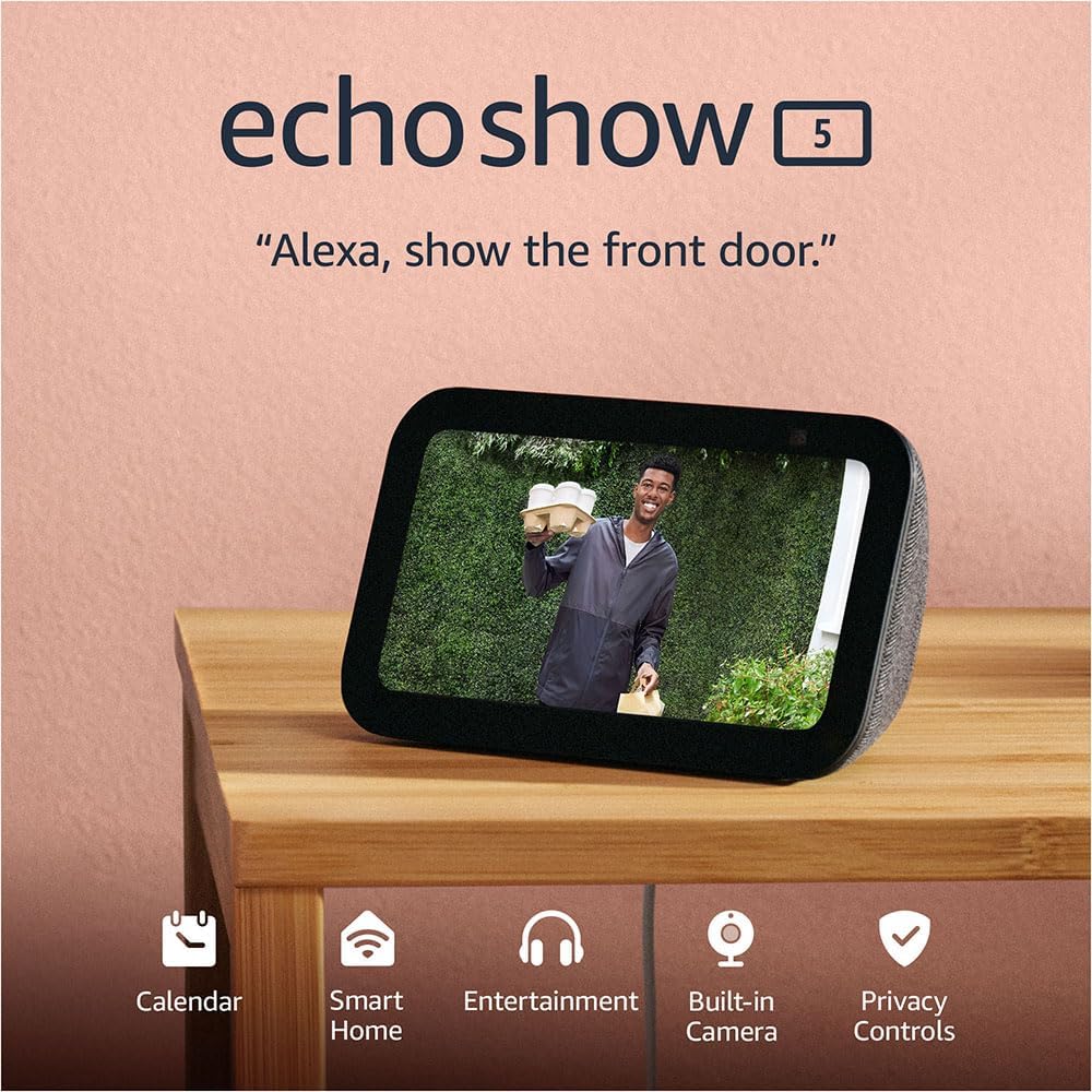 Amazon - Echo Show 5 (Newest Model), Smart Display with 2X the Bass and Clearer Sound, Charcoal - Serious Techies