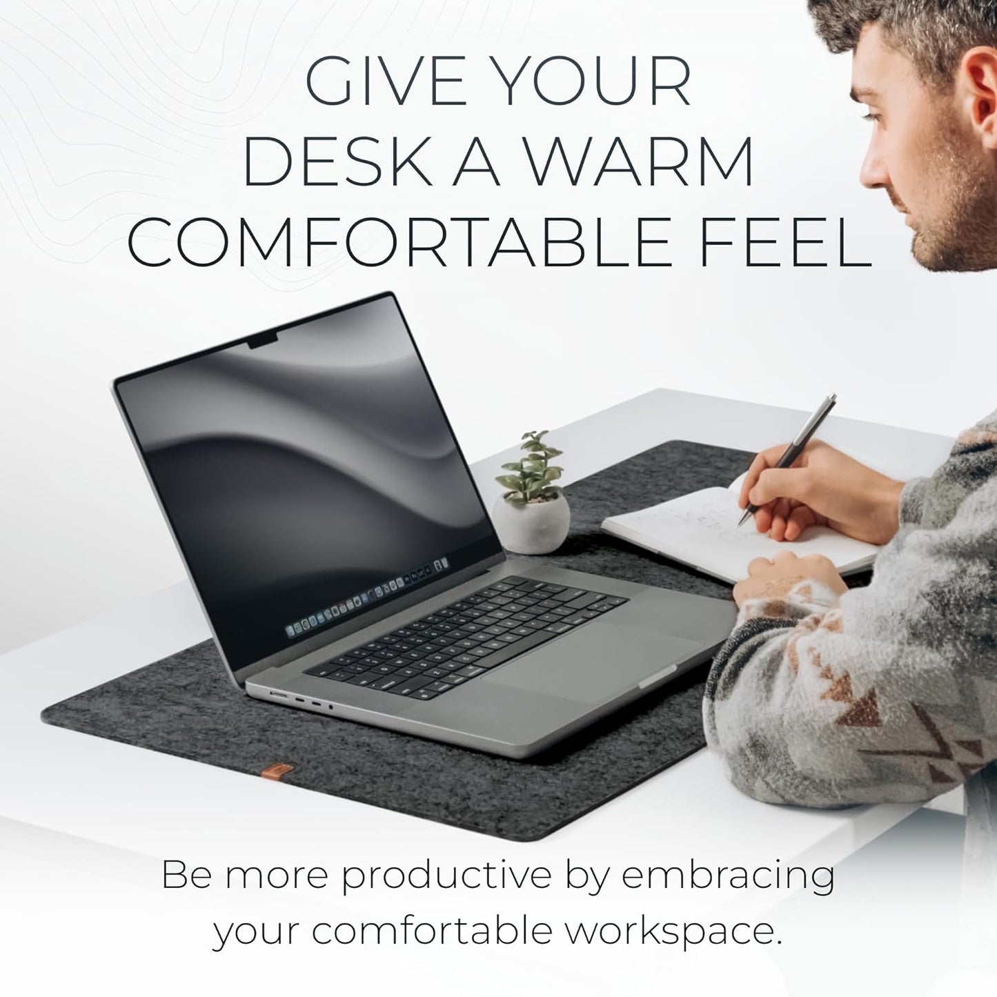 Nordik - Large Felt Desk Mat - Charcoal - 35 X 17 Inch - Full Desk Keyboard Mat - Computer Desk Mat for Keyboard and Mouse Pad - Desktop Mat - Large Felt Desk Pad - Serious Techies