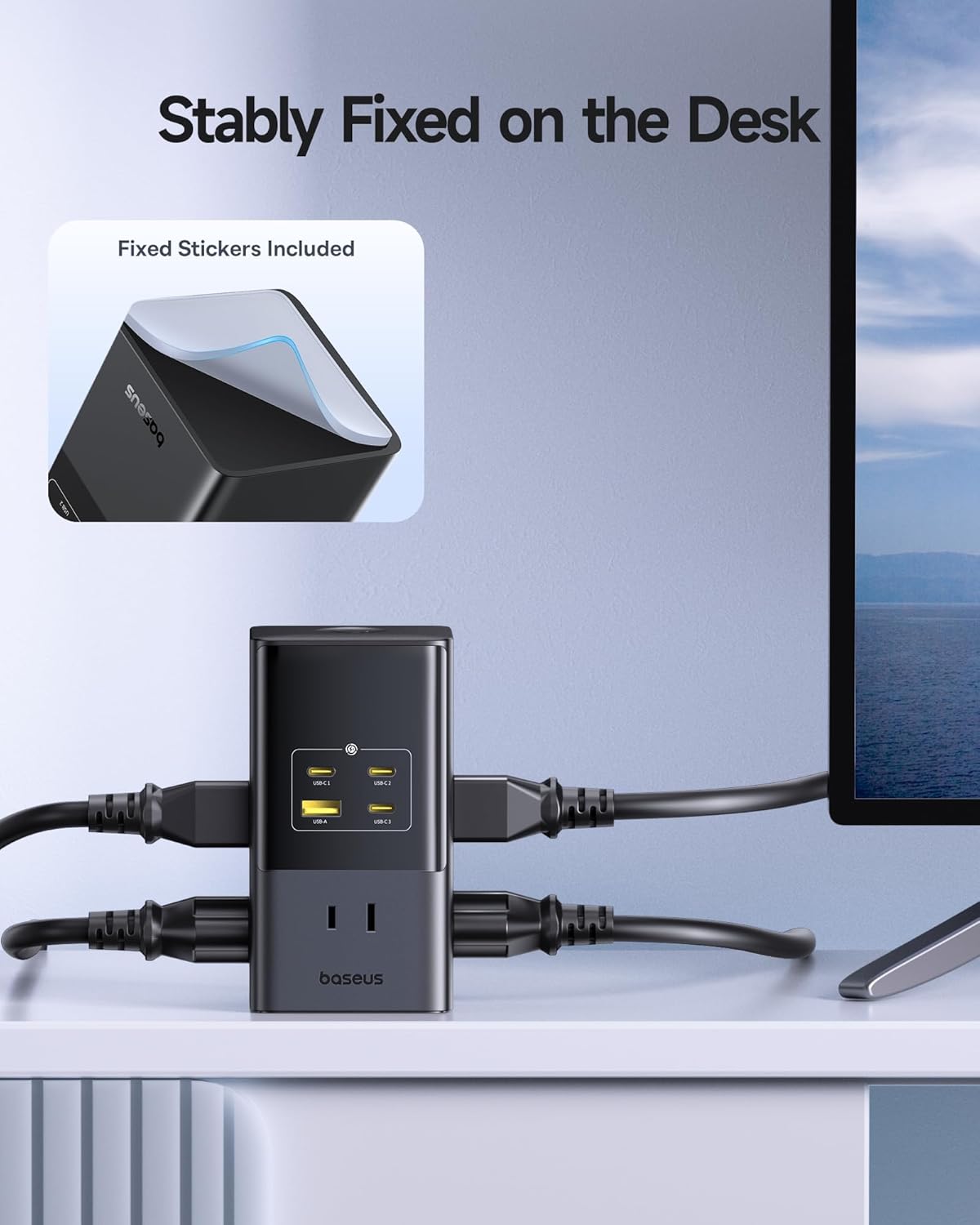 Baseus - Charging Station 67W, 10-In-1 USB-C PD Fast Charging Desktop Charger with 1200J Surge Protection, 5Ft Extension Cord, 6 AC, 3 USBC, 1 USBA Ports for Iphone 16/15, Macbook, Tablet, Desktop - Serious Techies