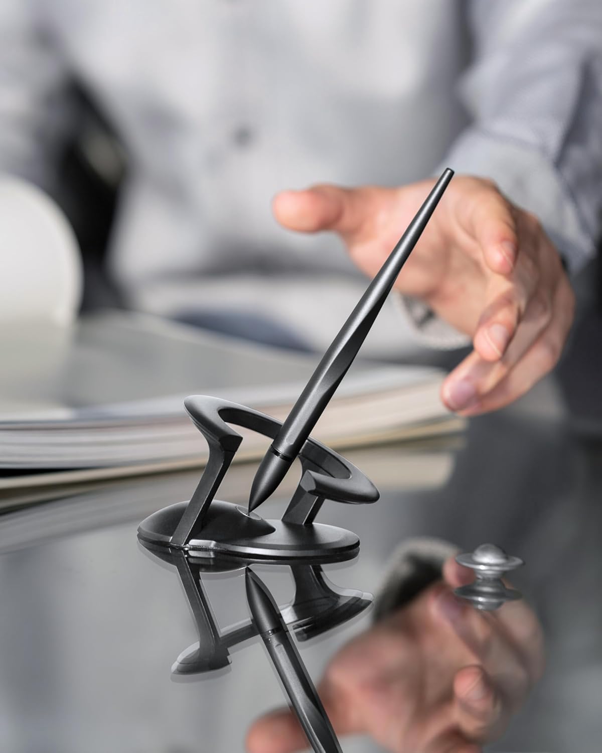 novium - Hoverpen Interstellar - Space Black, Ballpoint Pen, Unique Conversational Starter, Premium Futuristic Design, Precision Flow Ink, Schmidt Ballpoint Cartridges - Serious Techies