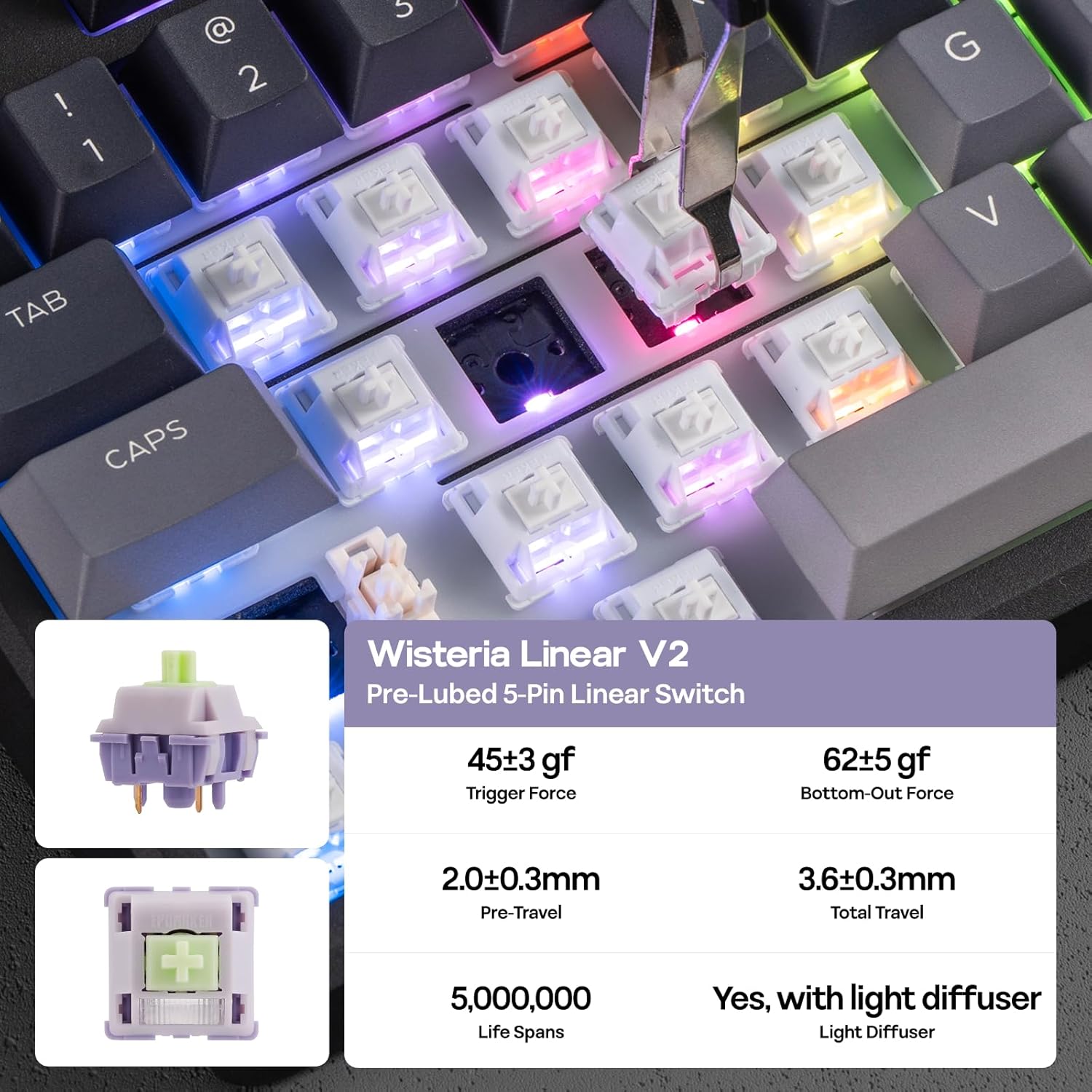 EPOMAKER - Galaxy100 Lite QMK/VIA Gaming Keyboard with 8000Mah Battery and Numpad, 1800 Aluminum Mechanical Keyboard, Usb-C/Bt/2.4Ghz, Hot-Swap, Creamy Sound (Black, Wisteria Linear Switch) - Serious Techies