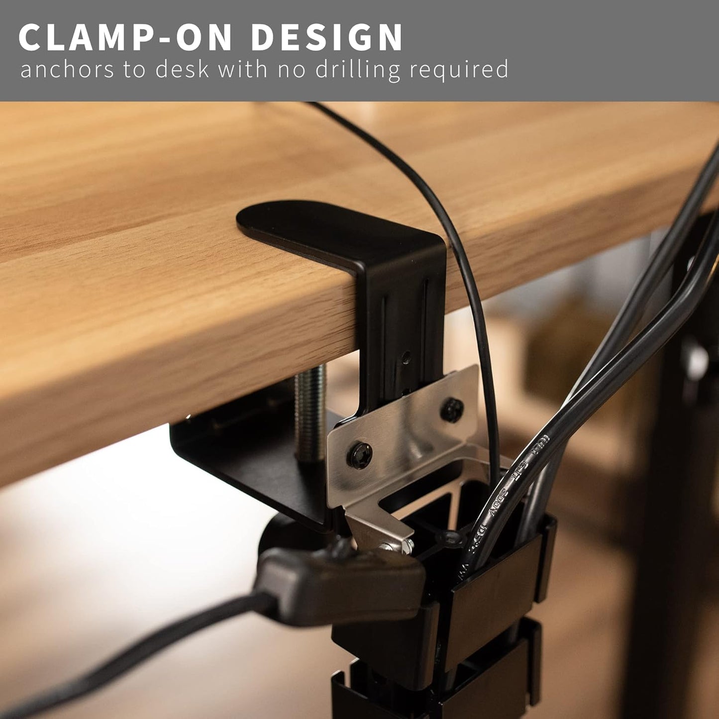 VIVO - No Drill Clamp-On Desk Vertebrae Cable Management Kit, Adjustable Quad Entry Flexible Cord Organizer for Home Office, Black, DESK-AC01P-B - Serious Techies