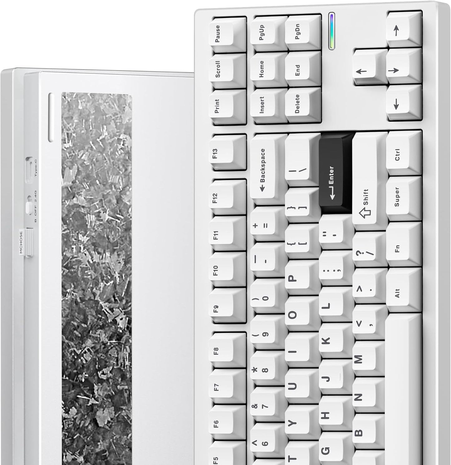 MCHOSE - GX87 Ultra Wireless Mechanical Keyboard TKL 80% Gaming Keyboard Creamy QMK/VIA CNC Aluminum Usb-C/Bt5.0/2.4Ghz 8000Mah Battery Custom Hot Swappable RGB Backlit for Windows/Mac/Pc White - Serious Techies