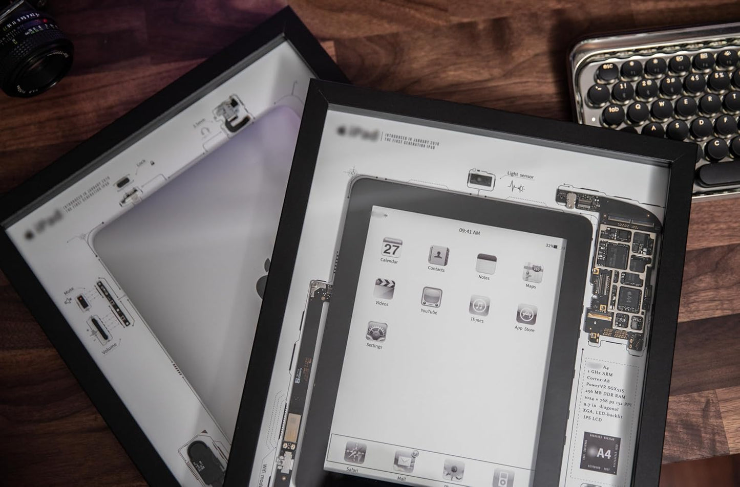 Funbox Design - Disassembled Ipad Art with Frame, Disassemble Art, Framed Ipad 1, Ipad 1 Teardown, Unique Gift, Ipad Wall Art, Frame Art - Serious Techies
