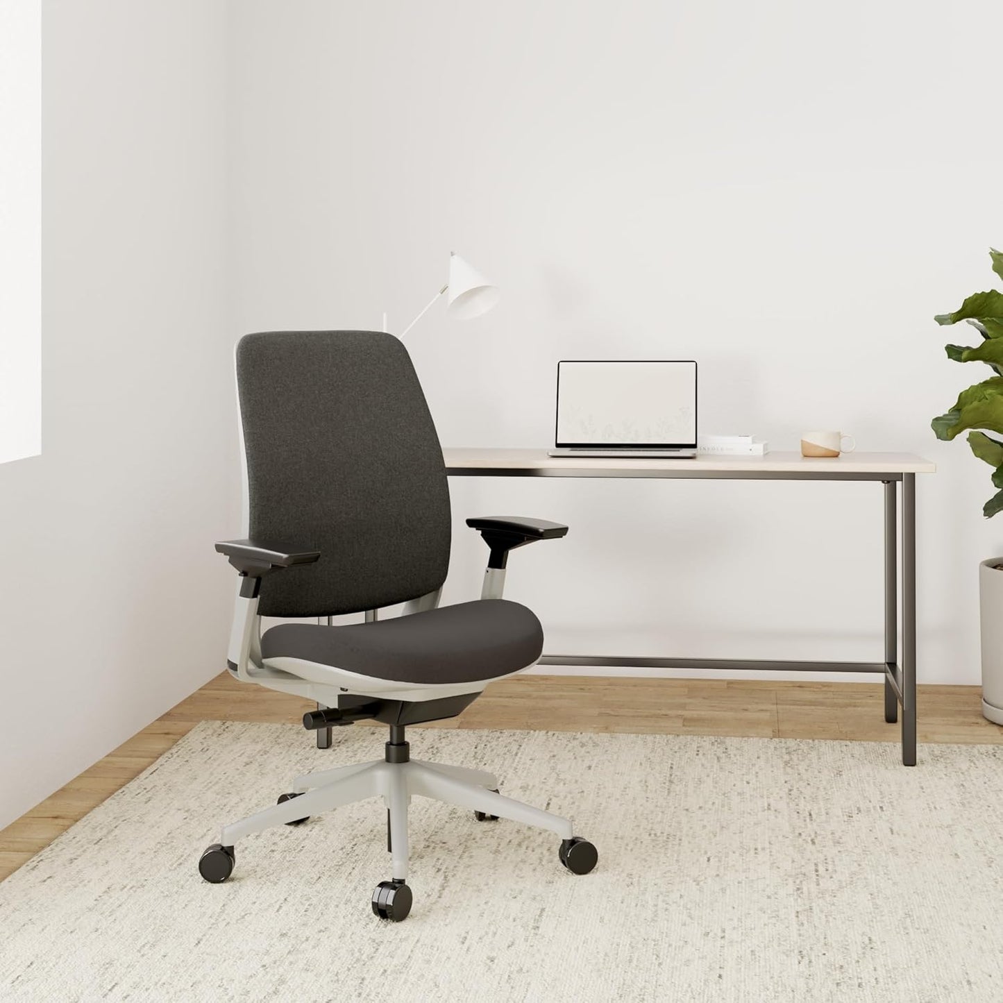 Steelcase - Series 2 Office Chair - Ergonomic Work Chair with Wheels for Carpet - with Back Support, Weight-Activated Adjustment & Arm Support - Adjustable Rolling Chairs for Desk - Graphite - Serious Techies