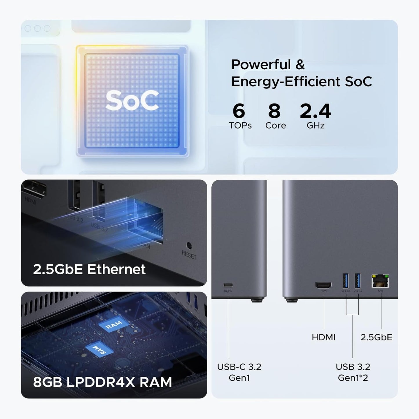 UGREEN - Nasync DH4300 plus 4-Bay Desktop NAS, Support Capacity 120TB (Diskless), Remote Access, AI Photo Album, Beginner Friendly System, 8GB LPDDR4X RAM, 2.5Gbe, 4K HDMI, Network Attached Storage - Serious Techies