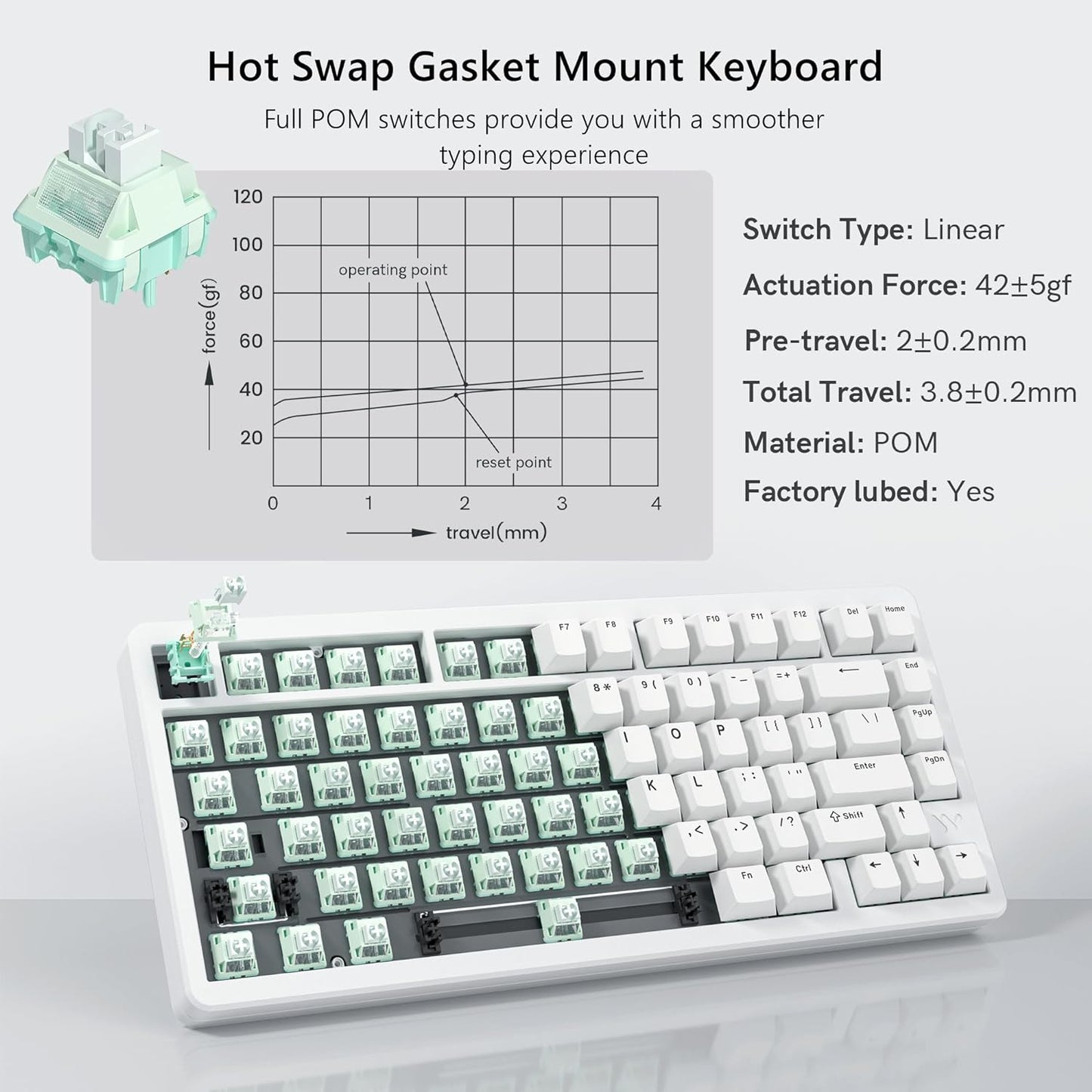 Womier - SK75 75% Keyboard with Full Aluminum Wireless Mechanical Gaming Keyboard, via Custom Pre-Lubed POM Switches RGB Creamy Gaming Key Board, 3-Modes Gasket Hot Swappable, White - Serious Techies