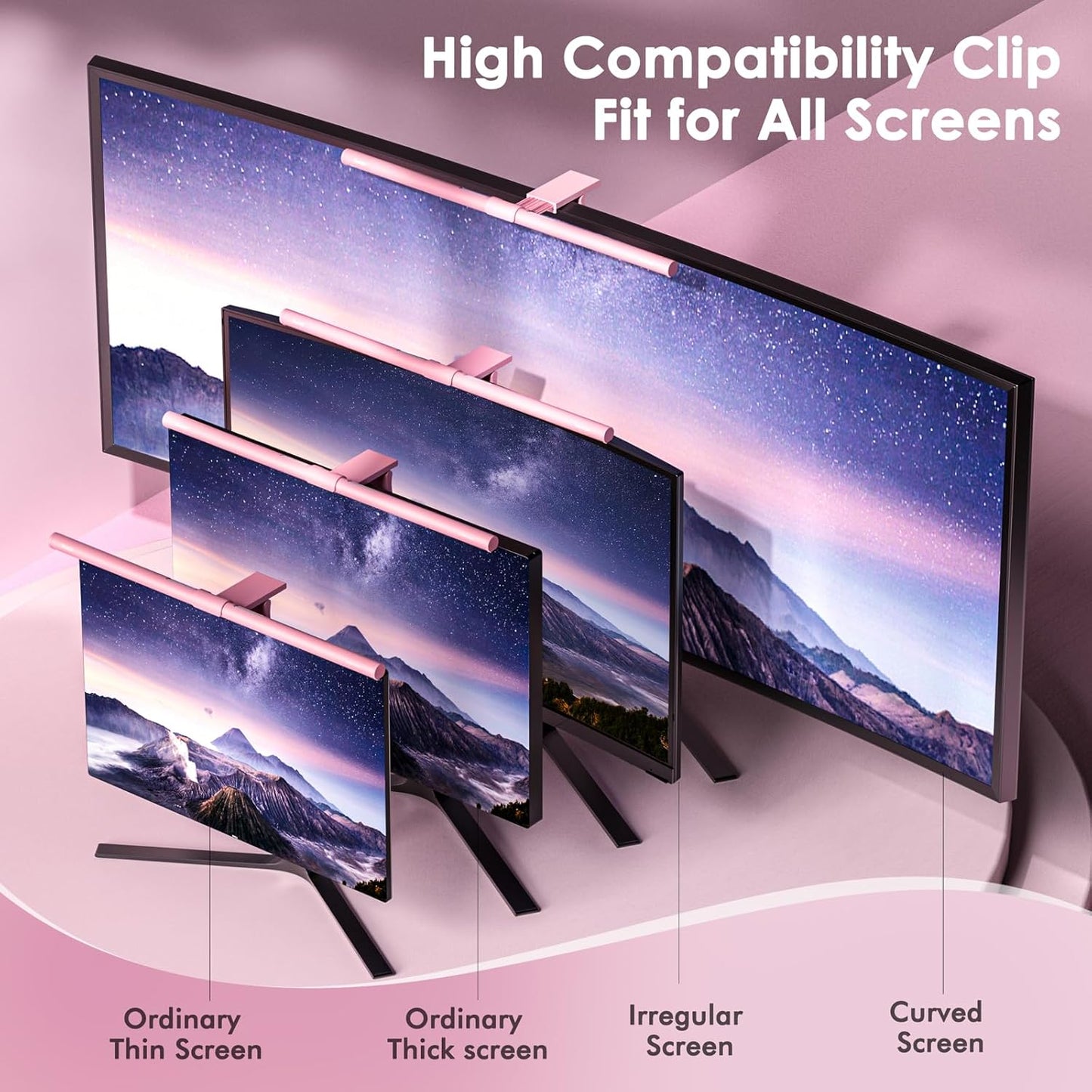 Quntis - Pink Monitor Light Bar with Remote, Eye-Care No Glare, Space Saving Computer Desk Lamp as Gifts for Girls, Stepless Dimming, Modern Aesthetic Desk Light Bar for Home Office Gaming Reading - Serious Techies