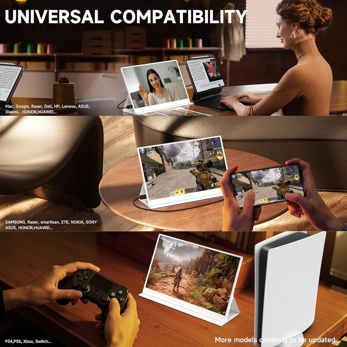 AYY - Portable Monitor 15.6Inch 1080P FHD - USB-C/HDMI Computer Display, HDR IPS Gaming Monitor Compatible with Laptop PC MAC Phone PS4 Xbox Switch, W/Smart Cover, Dual Speakers - White - Serious Techies
