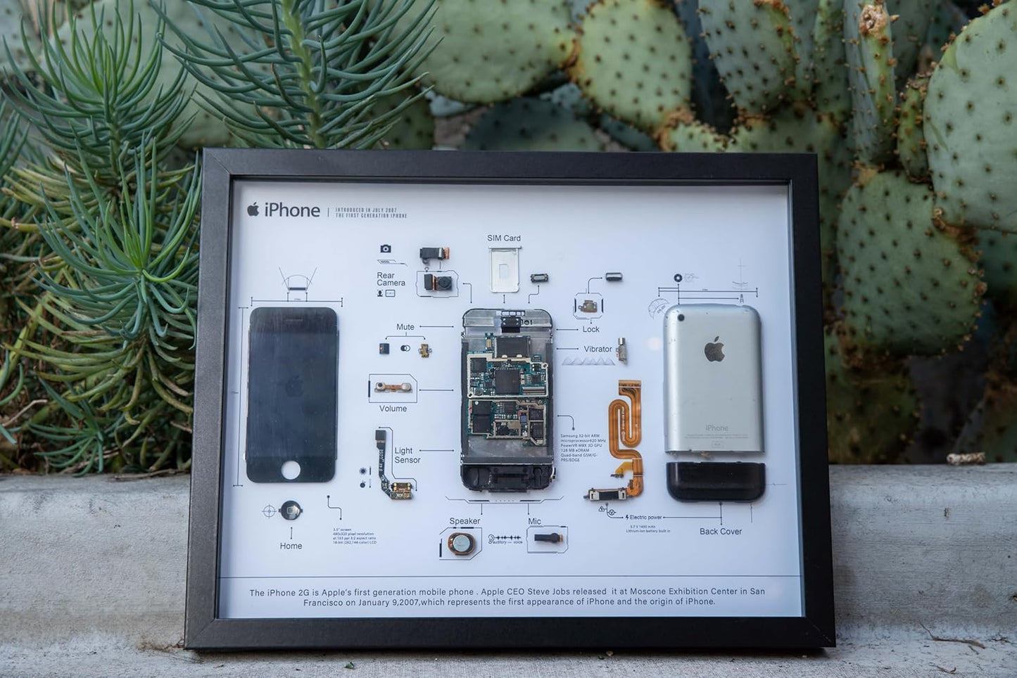 Funbox Design - Wall Art,Framed Teardown Art for Iphone 1St Gen,Disassembled Display for Iphone 1St Gen, Handmade Decor for Tech Lovers,Great Gift for Him (Rectangle) - Serious Techies