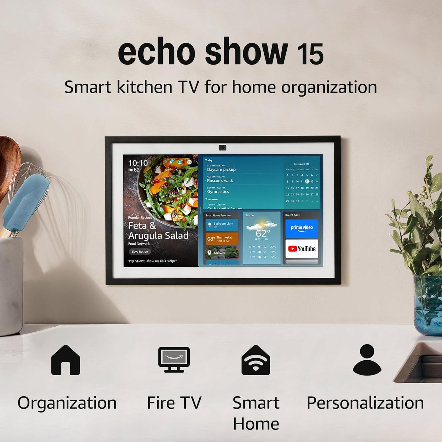 Amazon - Echo Show 15 (Newest Model), Full HD 15.6" Kitchen Hub for Home Organization, with Built-In Fire TV and Alexa - Serious Techies