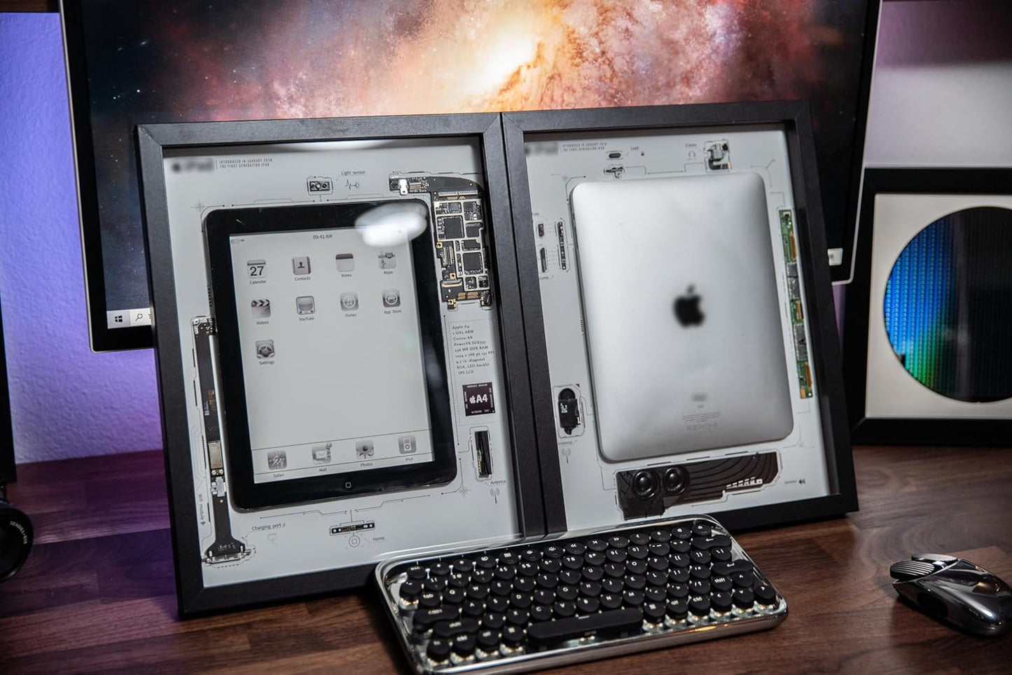 Funbox Design - Disassembled Ipad Art with Frame, Disassemble Art, Framed Ipad 1, Ipad 1 Teardown, Unique Gift, Ipad Wall Art, Frame Art - Serious Techies