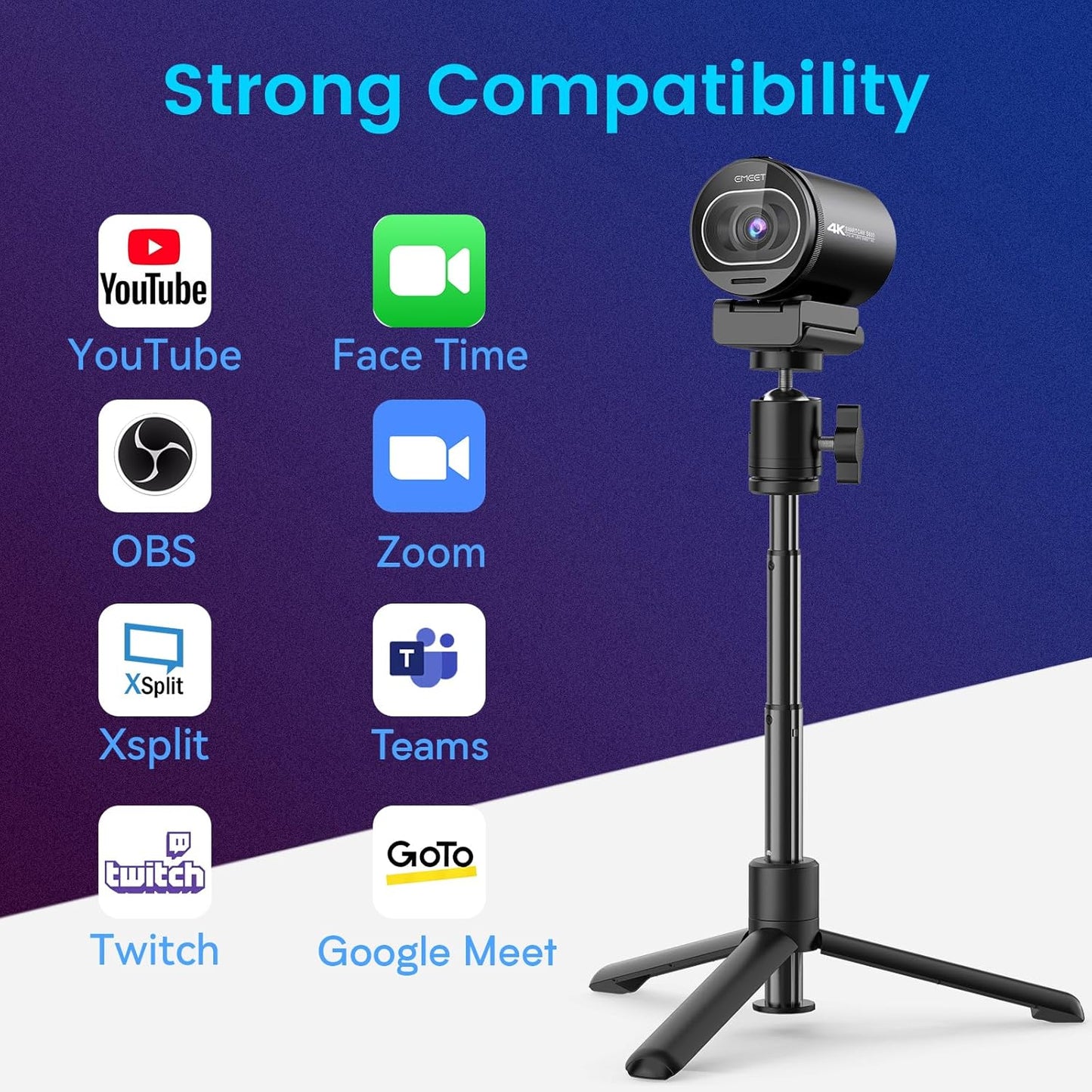 EMEET - S600 4K Webcam for Streaming - Sony 1/2.5'' Sensor, PDAF Autofocus, 1080P@60FPS, 2 Noise Reduction Mics, Built-In Privacy Cover, 73° FOV, Streaming Camera for Live Commerce/Gaming/Beauty - Serious Techies