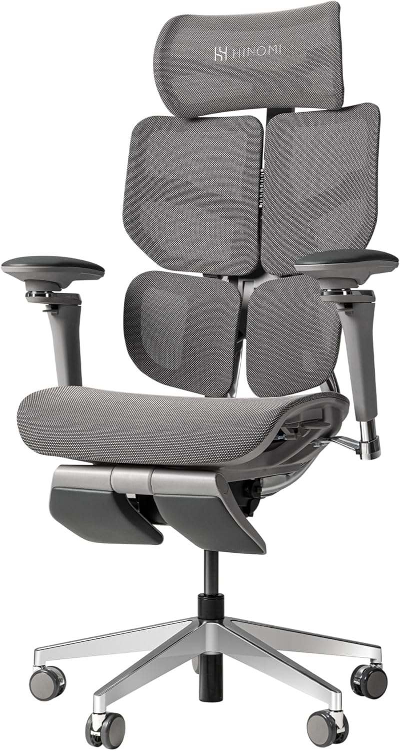 HINOMI - X2 Pro Premium Ergonomic Office Chair – Comfortable Mesh Computer Chair with Adjustable Lumbar Support, Reclining Swivel Desk Chair, Retractable Legrest & Headrest for Home Office (Black) - Serious Techies