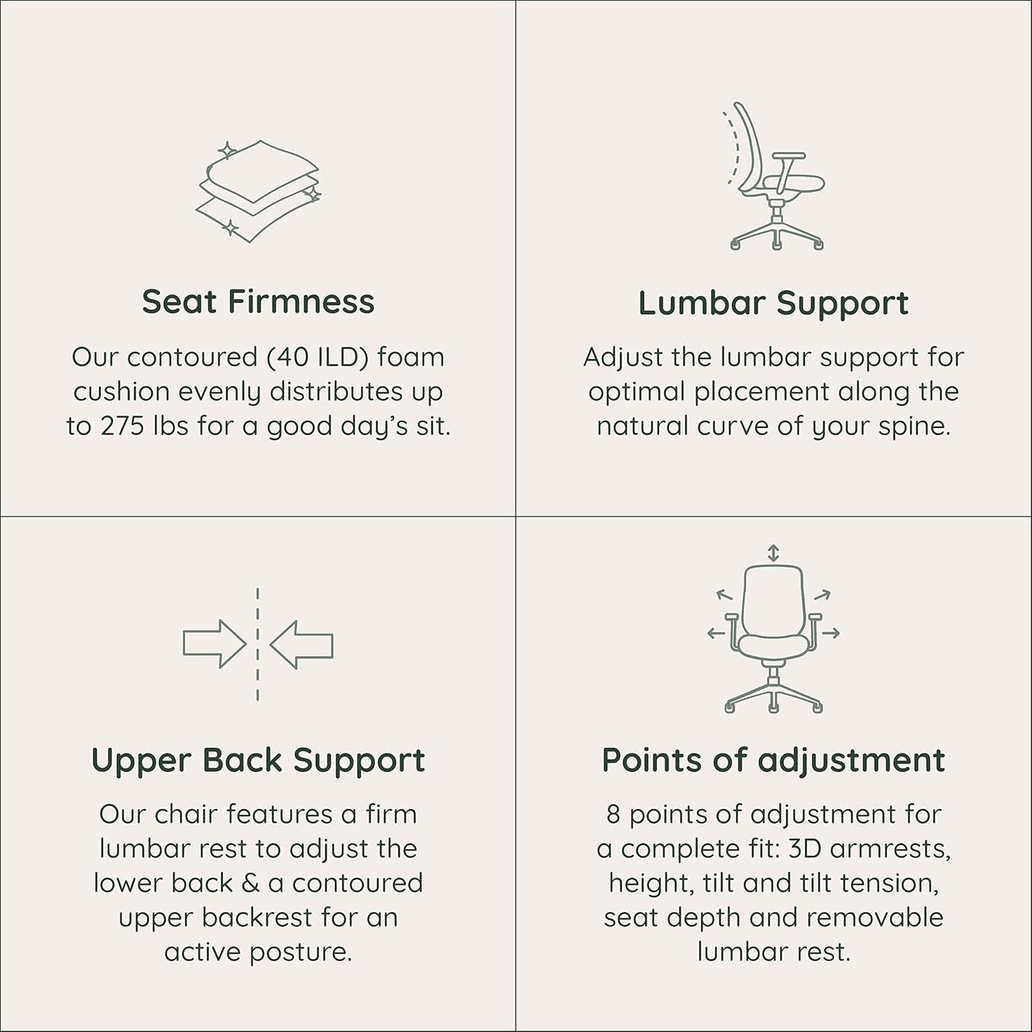 Branch - Ergonomic Chair - a Versatile Desk Chair with Adjustable Lumbar Support, Breathable Mesh Backrest, and Smooth Wheels - Experience Optimal Comfort and Support - Pebble - White - Serious Techies