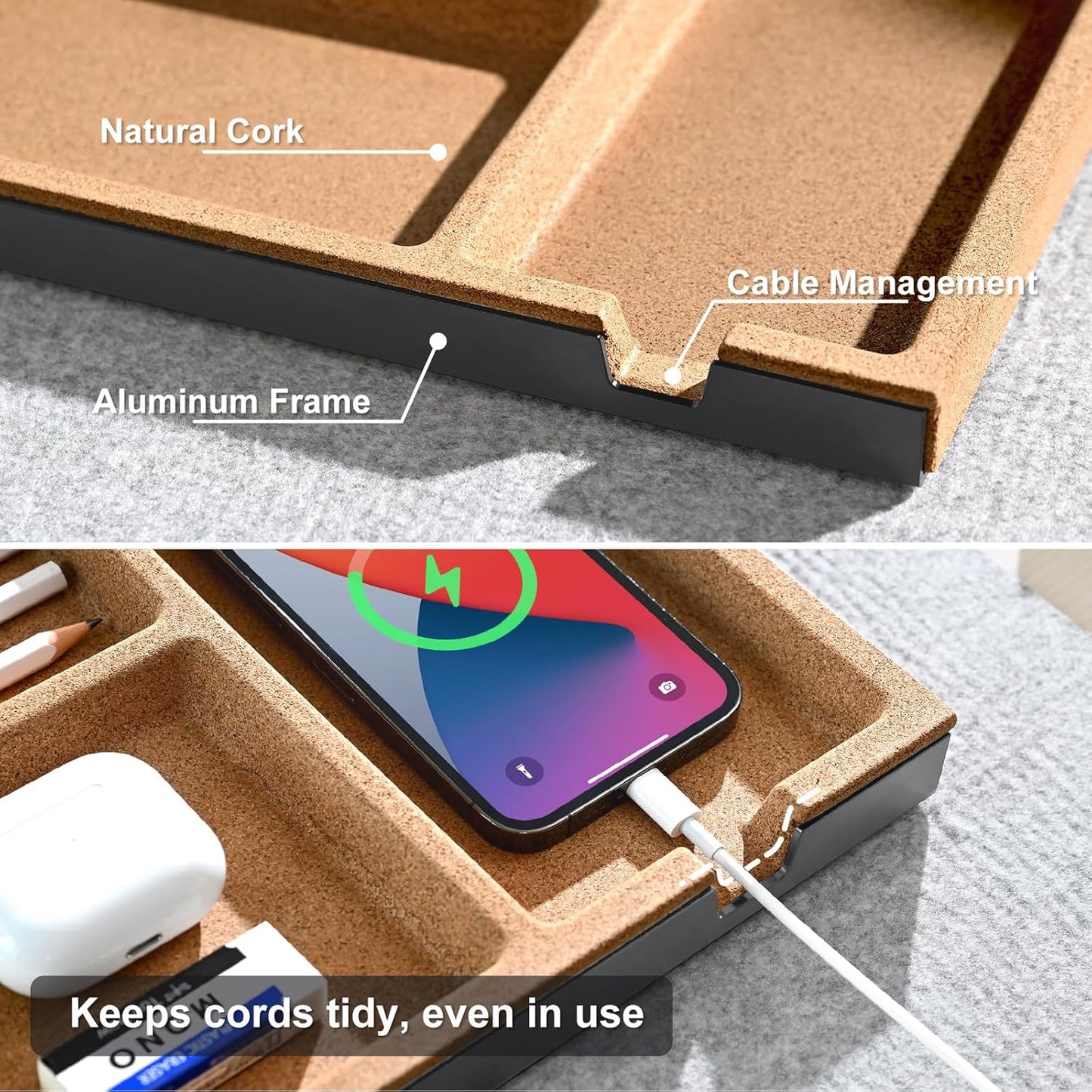 UPERGO - Valet Tray, Nightstand Tray for Men, Desk Drawer Organizer for Keys, Watch, Jewellery, Bedside Caddy - Serious Techies