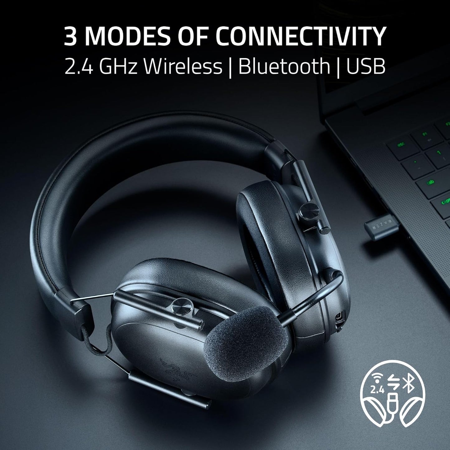 Razer - BlackShark V3 X Hyperspeed Wireless Gaming Headset for PC: 50Mm Drivers - Cardioid Mic - 2.4 Ghz, Bluetooth, USB - Works with Mac, PS5, Nintendo Switch, Smartphone - 70 Hr Battery - Black