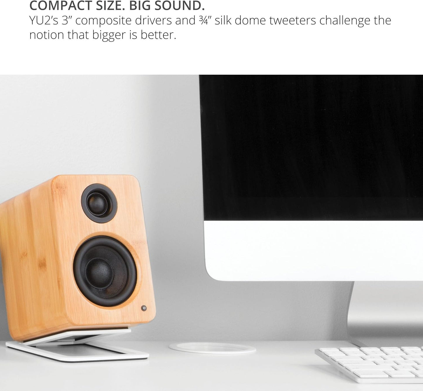 Kanto - YU2MW PC Gaming Desktop Speakers | 3" Composite Drivers | 3/4" Silk Dome Tweeter | Class D Amplifier | 100 Watts | Built-In USB DAC | Subwoofer Output | Pair | Matte White - Serious Techies