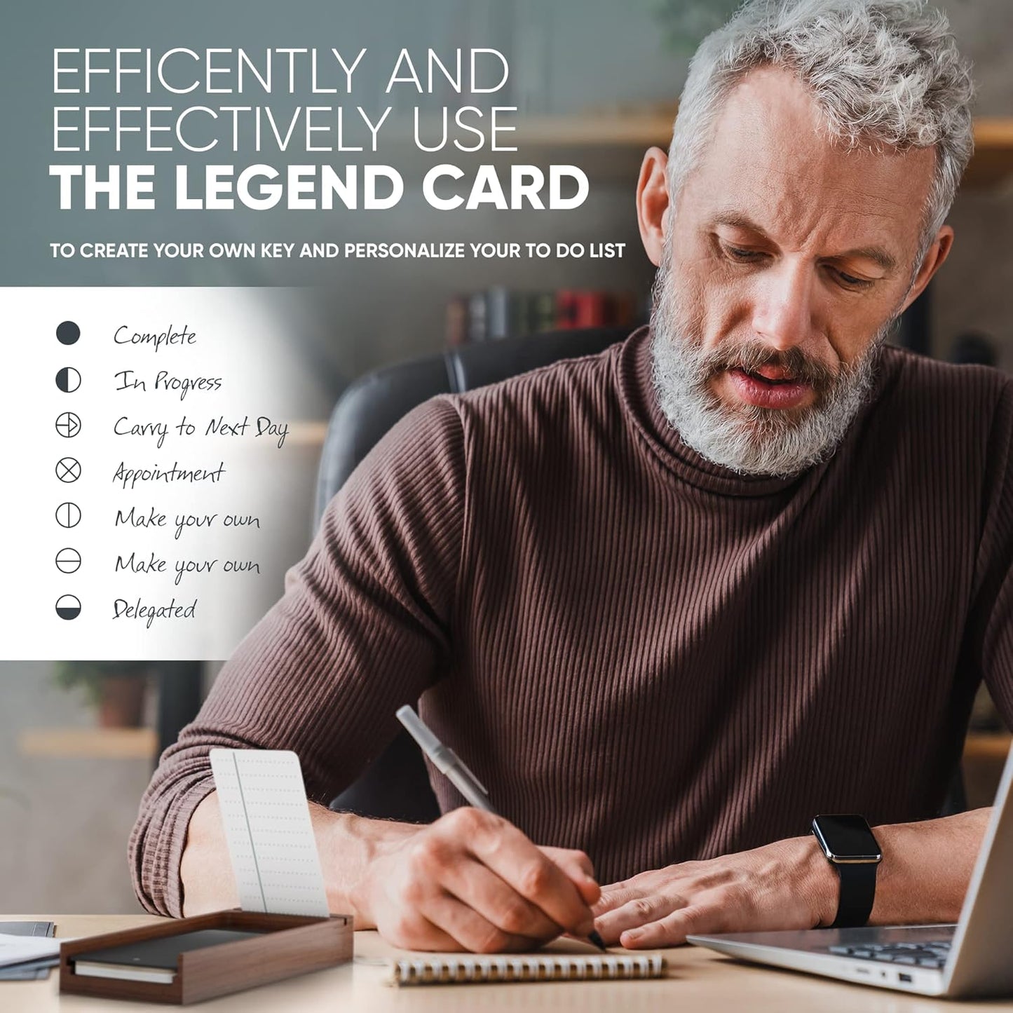 Mind Design Store - Walnut Stand plus 180 to Do List Cards and 20 Goal Setting Cards - Serious Techies