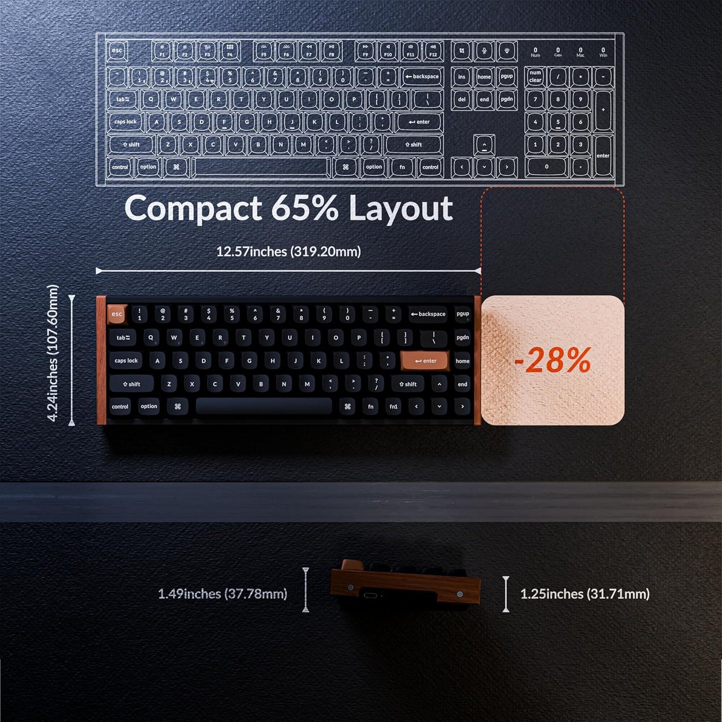 Keychron - K6 HE 65% Wireless Mechanical Keyboard, 2.4Ghz & Bluetooth, Gateron Double-Rail Magnetic Switch, Double-Shot PBT Keycaps, Aluminum & Wooden Frame, Compatible with Windows/Mac – Black - Serious Techies