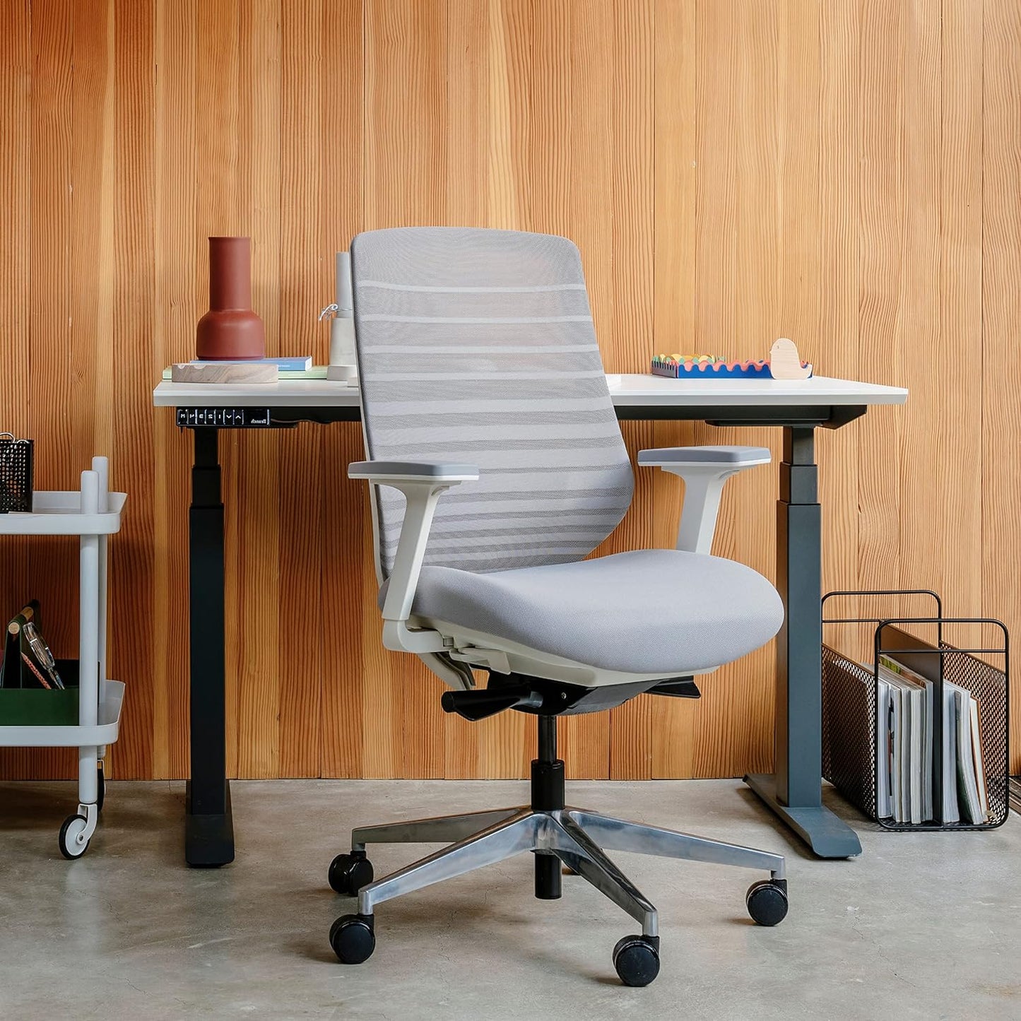 Branch - Ergonomic Chair - a Versatile Desk Chair with Adjustable Lumbar Support, Breathable Mesh Backrest, and Smooth Wheels - Experience Optimal Comfort and Support - Pebble - White - Serious Techies