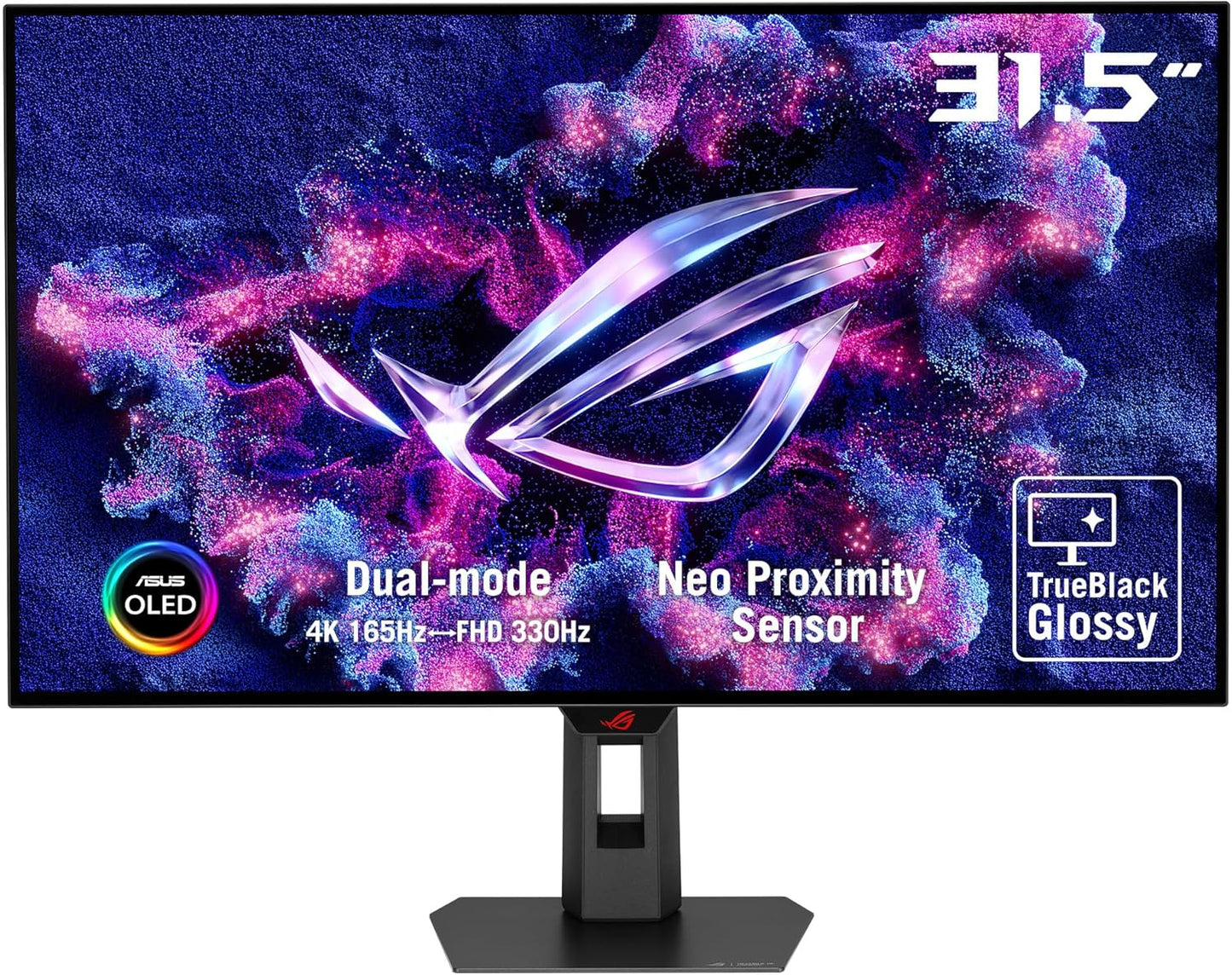 ASUS - ROG Strix 32” 4K OLED Gaming Monitor (XG32UCWG) - Trueblack Glossy OLED, Dual Mode (4K@165Hz, Fhd@330Hz), 0.03Ms, G-SYNC Compatible, Neo Proximity Sensor, Auto KVM, USB-C, HDMI 2.1, 3 Yr Warranty - Serious Techies