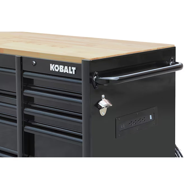 KOBALT - 71-In L X 42.7-In H 15 -Drawers Rolling Black Wood Work Bench