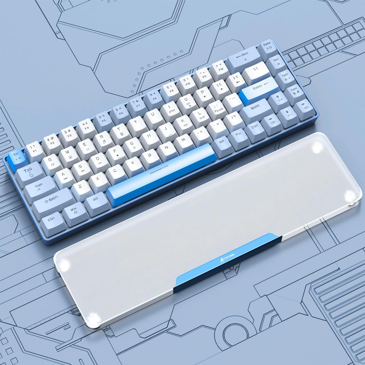 ATTACK SHARK - Acrylic Gaming Keyboard Wrist Rest Pad,Clear Ergonomic Palm Rest with Anti-Slip Base,Customized Metal Aluminum Alloy Logo for Compact 60% Computer Keyboard,Office,Home,Laptop,Mac,Easy Typing - Serious Techies