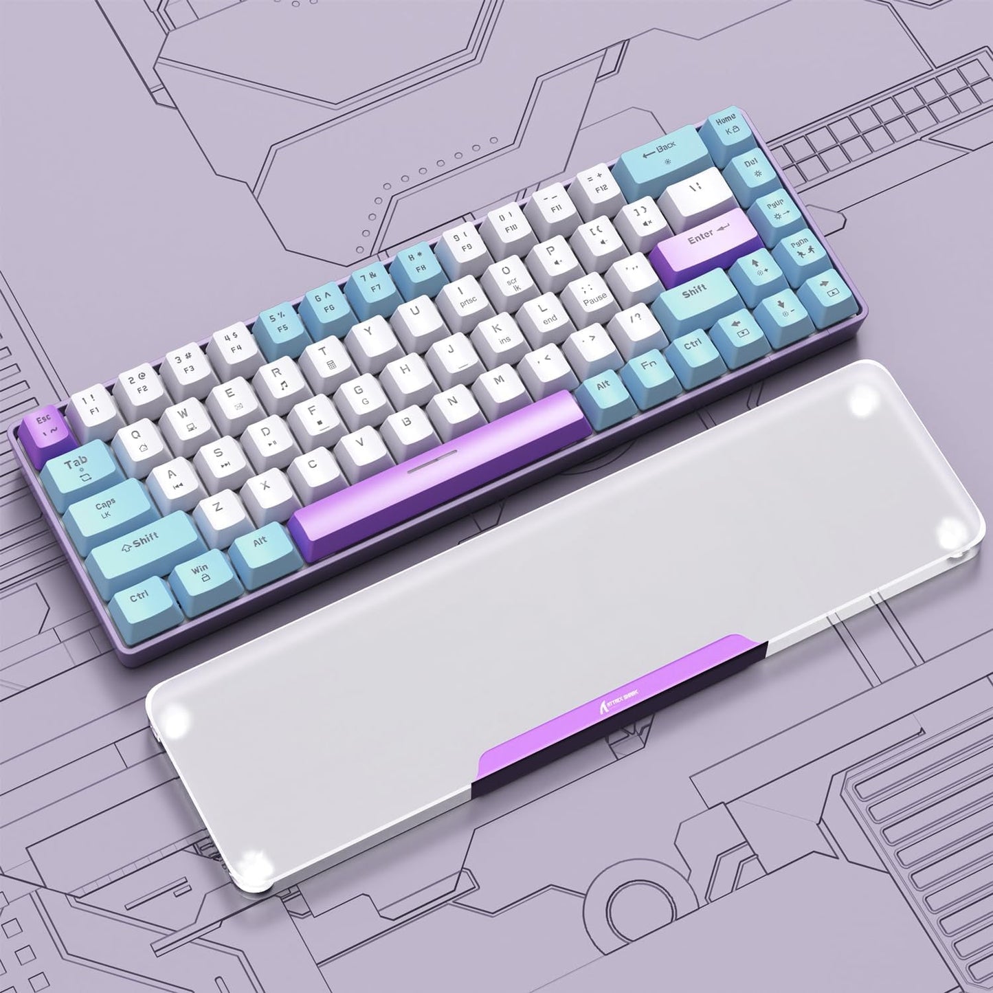 ATTACK SHARK - Acrylic Gaming Keyboard Wrist Rest Pad,Clear Ergonomic Palm Rest with Anti-Slip Base,Customized Metal Aluminum Alloy Logo for Compact 60% Computer Keyboard,Office,Home,Laptop,Mac,Easy Typing - Serious Techies