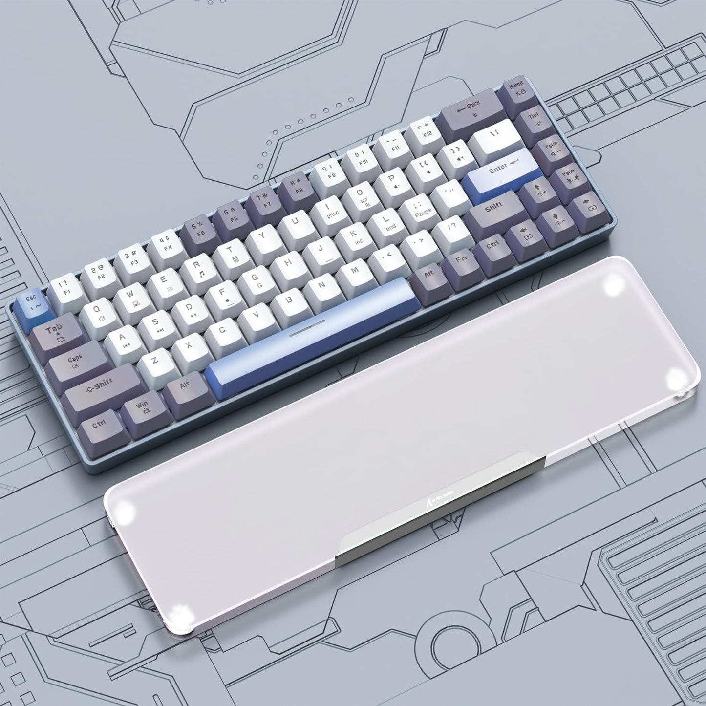 ATTACK SHARK - Acrylic Gaming Keyboard Wrist Rest Pad,Clear Ergonomic Palm Rest with Anti-Slip Base,Customized Metal Aluminum Alloy Logo for Compact 60% Computer Keyboard,Office,Home,Laptop,Mac,Easy Typing - Serious Techies