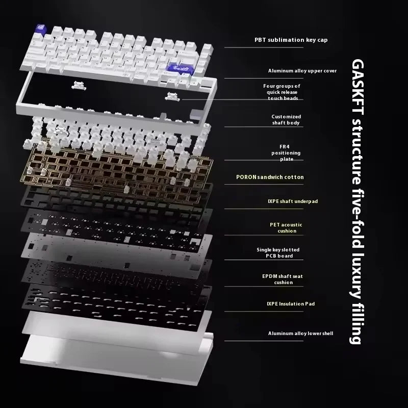 Weikav - D75 Wireless Three Mode Keyboard Kit Rgb Backlight Hot-Swap Aluminum Alloy Mechanical Keyboard Customized Support Qmk/Via - Serious Techies