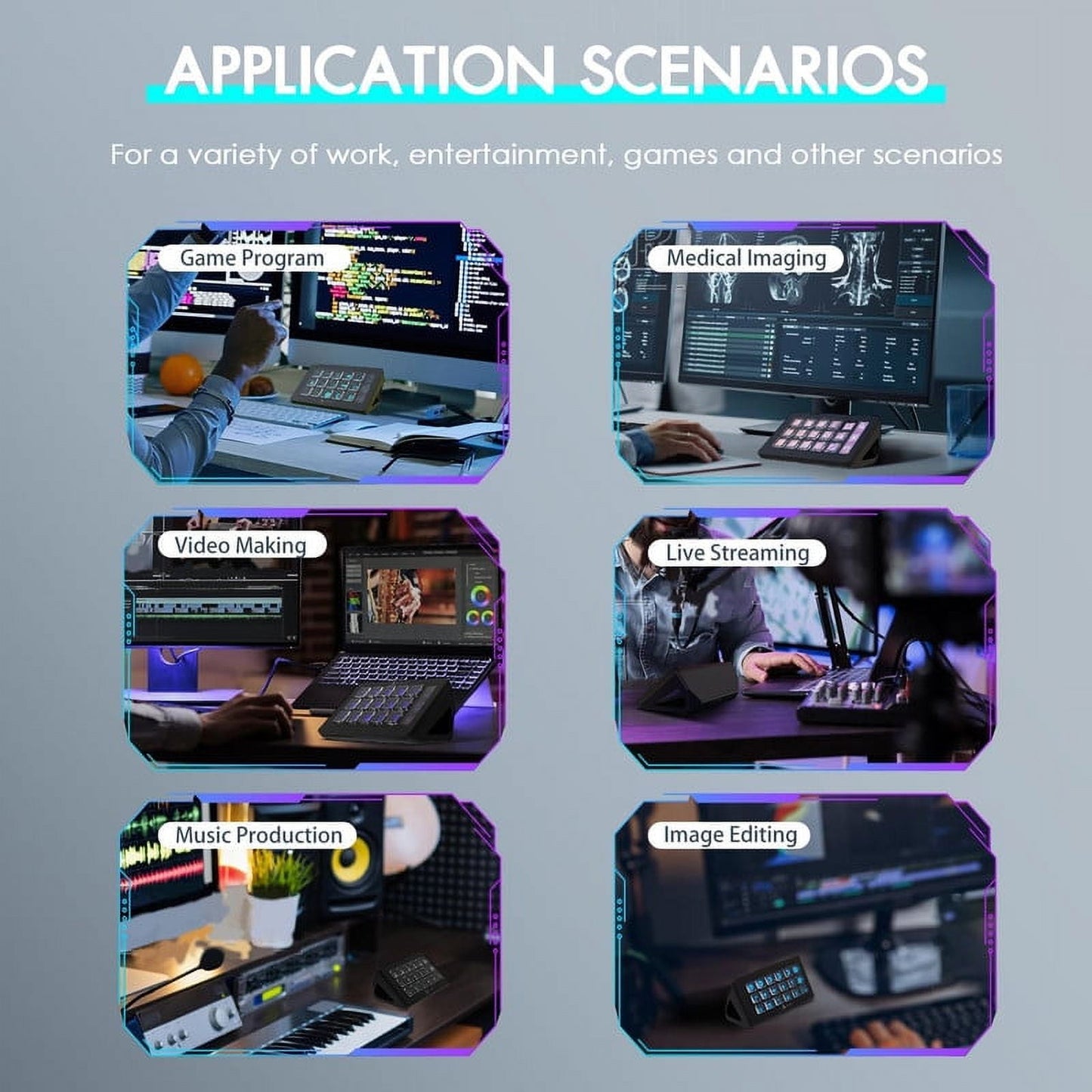 AJAZZ - AKP153 Studio Deck Stream Controller - 15 Macro Keys for OBS, Youtube, Twitch - Works with Pc/Mac (Black)