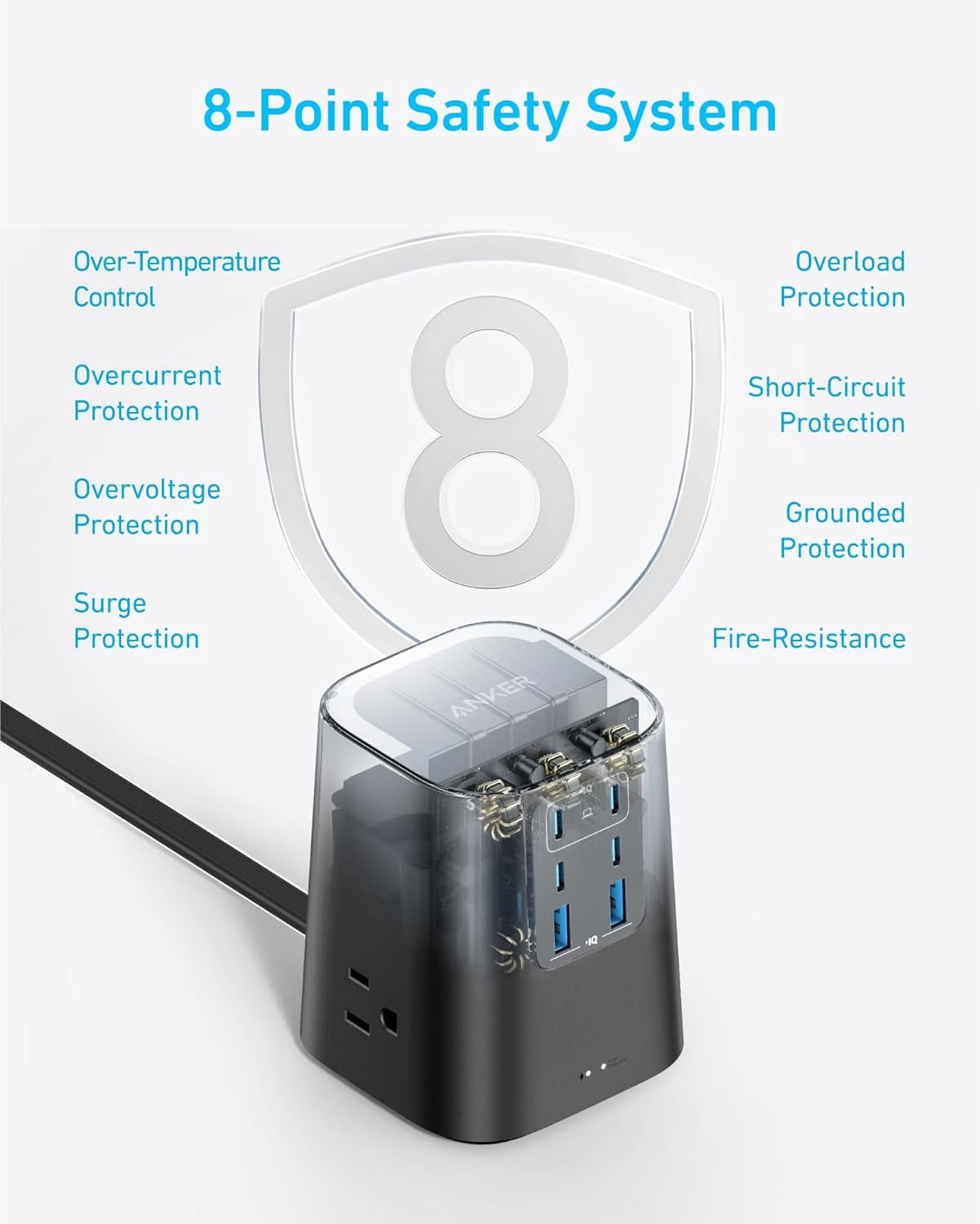 Anker - Charging Station (100W), 9-In-1 USB C Power Strip with 300J Surge Protection - Serious Techies