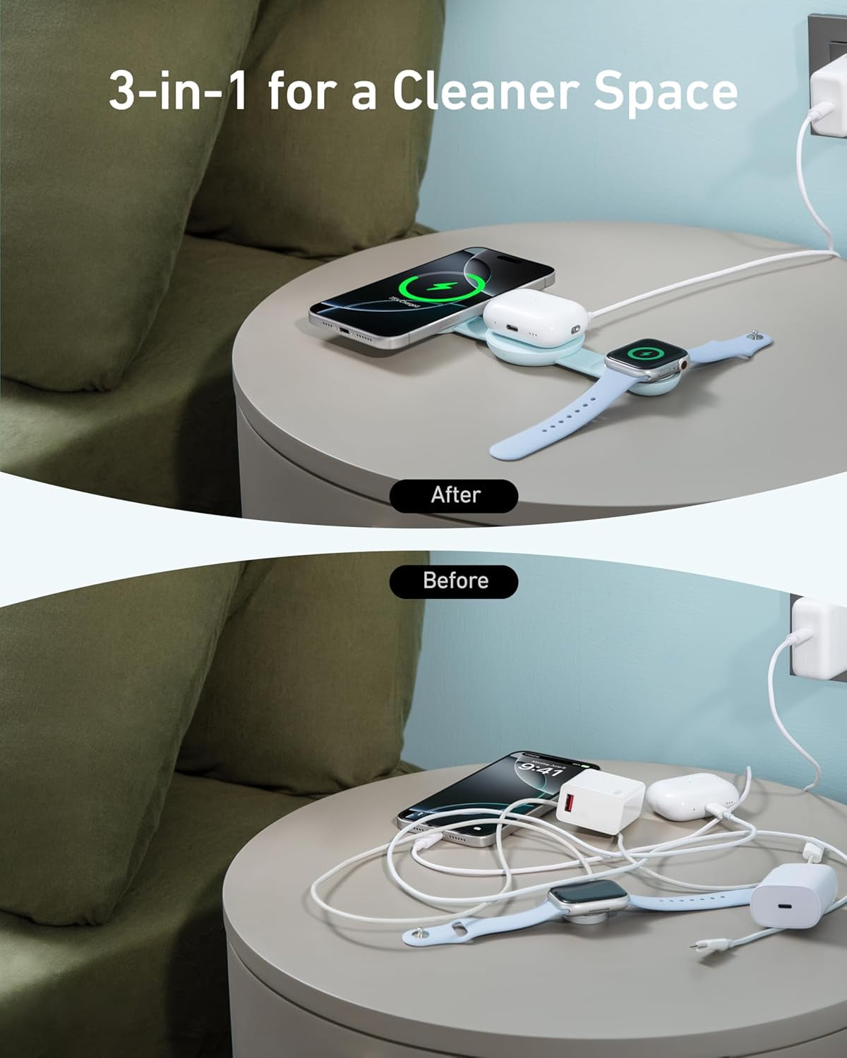 Anker - Magsafe Compatible Maggo UFO 3-In-1 Charger, Iphone 16 Wireless Charger Station, Qi2 Certified 15W, Foldable Travel Charging Pad - Serious Techies