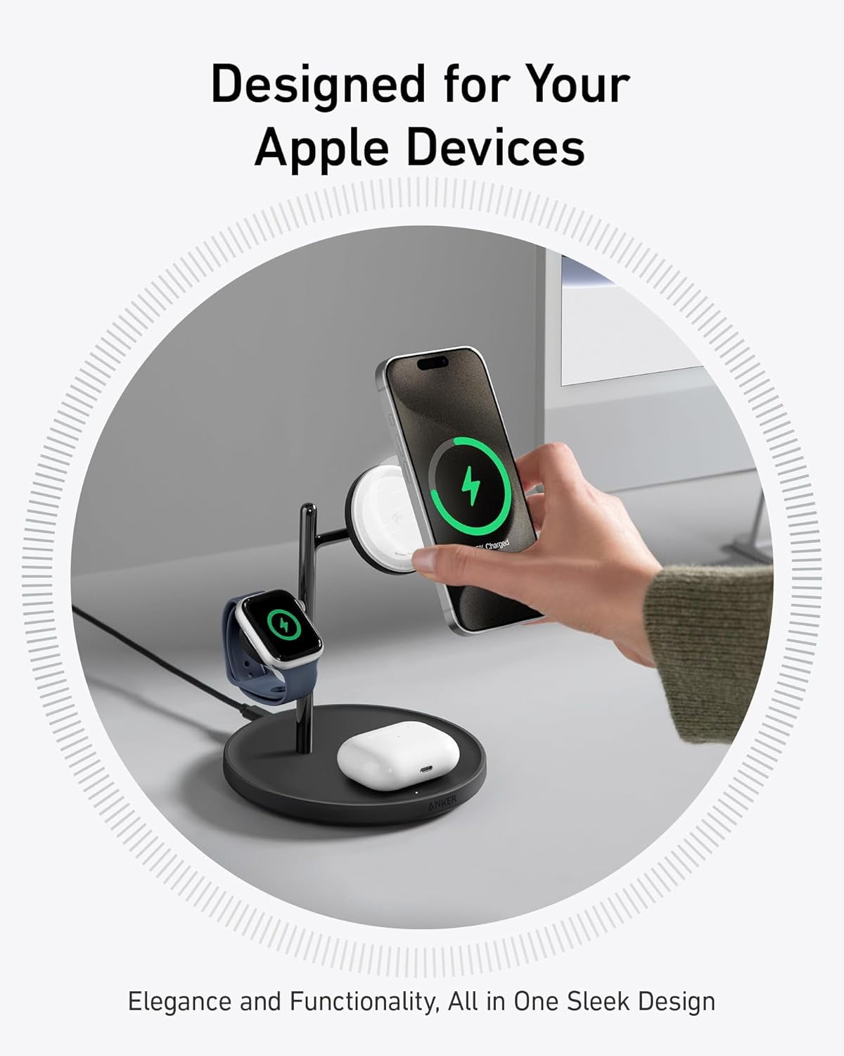 Anker - Magsafe-Compatible Wireless Charging Stand, Maggo 3 in 1 Wireless Charging Station, Qi2 Certified 15W Wireless Charger for Iphone 15/15 Pro/14/13/12, Apple Watch, Airpods - Serious Techies