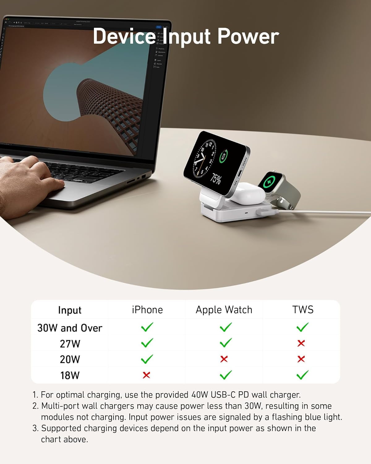 Anker MagGo 3-In-1 Qi2 Certified 15W Magsafe-Compatible Wireless Charger Stand, White - Serious Techies