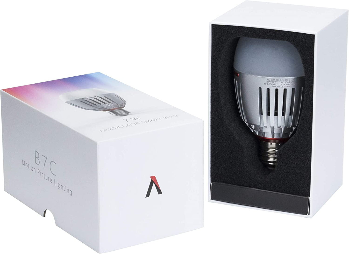 Aputure - Accent B7C Smart Led Light Bulbs 7W RGBWW,TLCI 96+ CRI 95+ 2,000K-10,000K Adjustable 0-100% Stepless Dimming CCT/HSI/FX Mode App Control Built-In Battery/Ac Power via E26/E27 Socket - Serious Techies