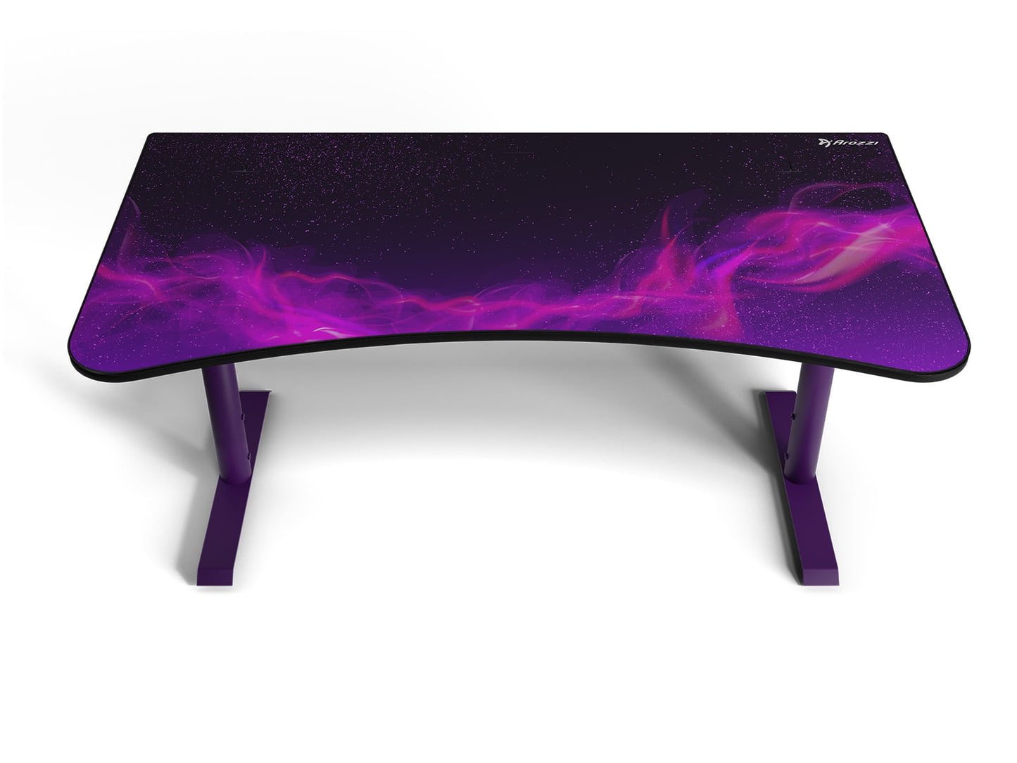 Arozzi - Arena Special Edition Ultrawide Curved Gaming and Office Desk with Full Surface Water Resistant Desk Mat Custom Monitor Mount Cable Management Cut Outs - Purple Galaxy - Serious Techies