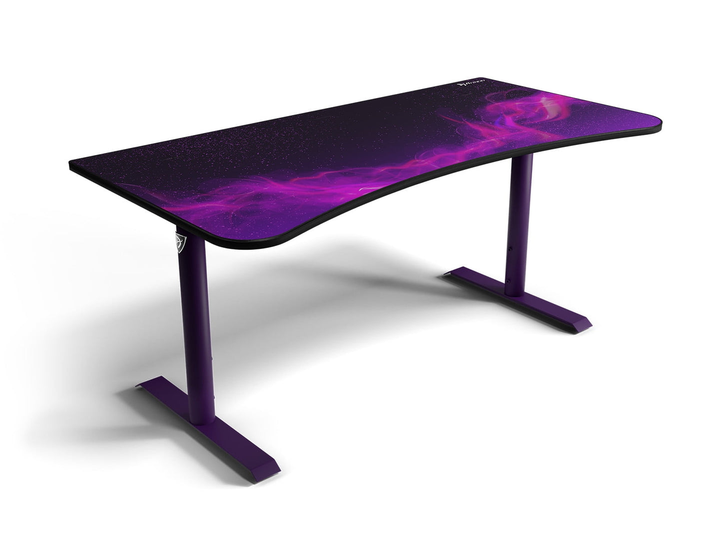 Arozzi - Arena Special Edition Ultrawide Curved Gaming and Office Desk with Full Surface Water Resistant Desk Mat Custom Monitor Mount Cable Management Cut Outs - Purple Galaxy - Serious Techies