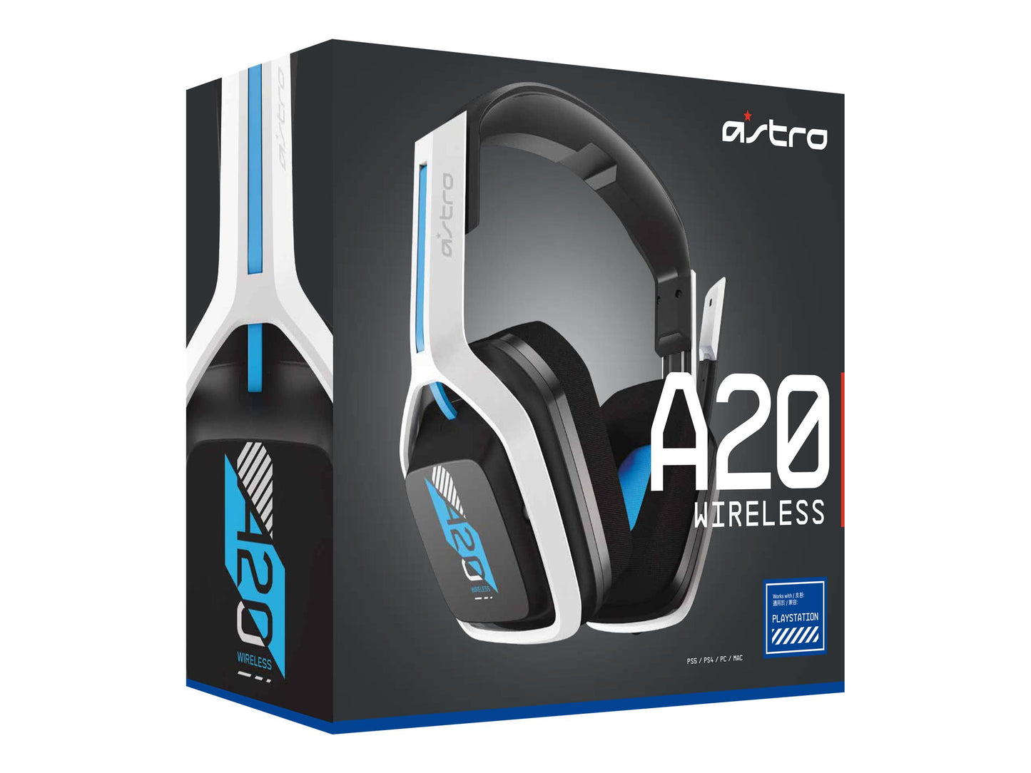 ASTRO - Gaming A20 Wireless Headset Gen 2 for Playstation 5, Playstation 4, PC & Mac - White/Blue - Serious Techies