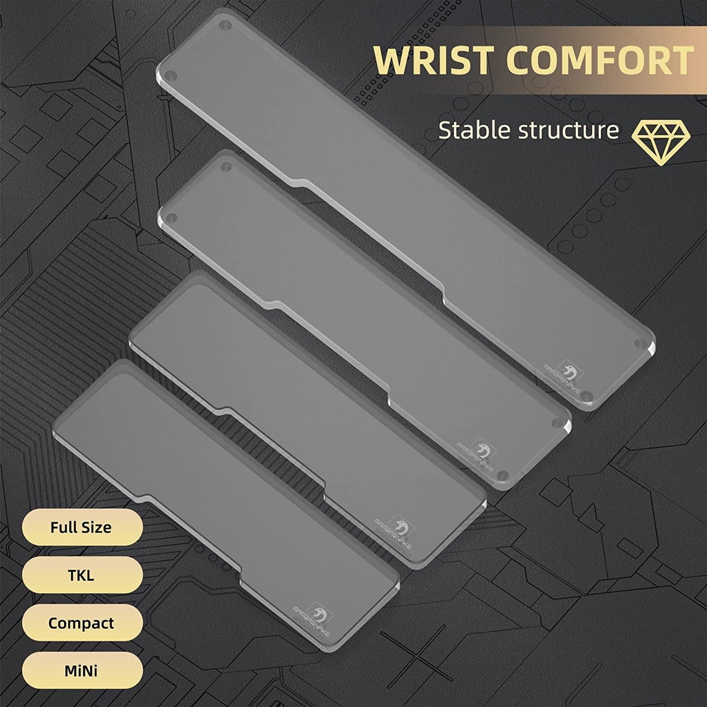 ATTACK SHARK - SELORSS Acrylic Keyboard Wrist Rest,Ergonomic Palm Rest,Anti-Slip Pad for Laptop,61-Key Keyboard - Serious Techies