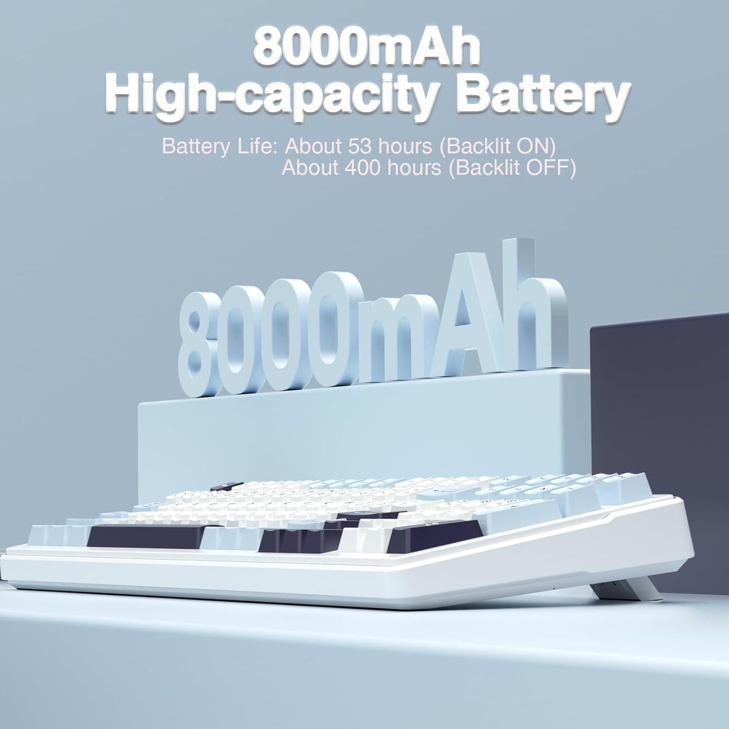 AULA - F99 WIRELESS MECHANICAL KEYBOARD, 96% LAYOUT, HOT SWAPPABLE with PRE-LUBED LINEAR SWITCHES, TRI-MODE CONNECTIVITY, RGB BACKLIT, GASKET STRUCTURE (BLUE & WHITE) - Serious Techies
