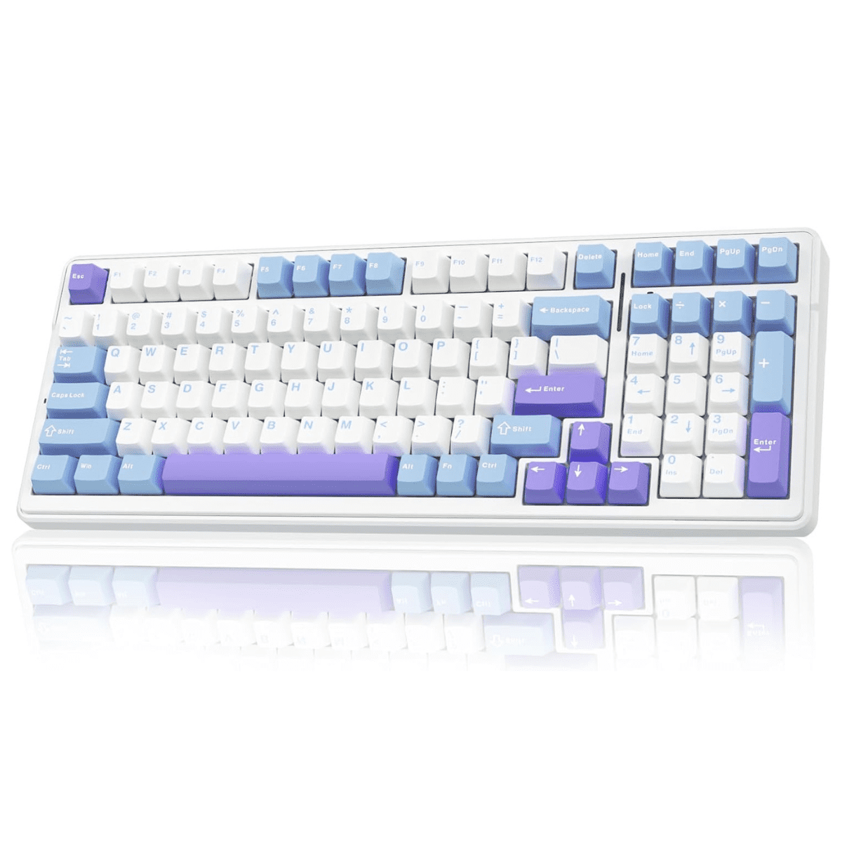 AULA - F99 WIRELESS MECHANICAL KEYBOARD, 96% LAYOUT, HOT SWAPPABLE with PRE-LUBED LINEAR SWITCHES, TRI-MODE CONNECTIVITY, RGB BACKLIT, GASKET STRUCTURE (BLUE & WHITE) - Serious Techies