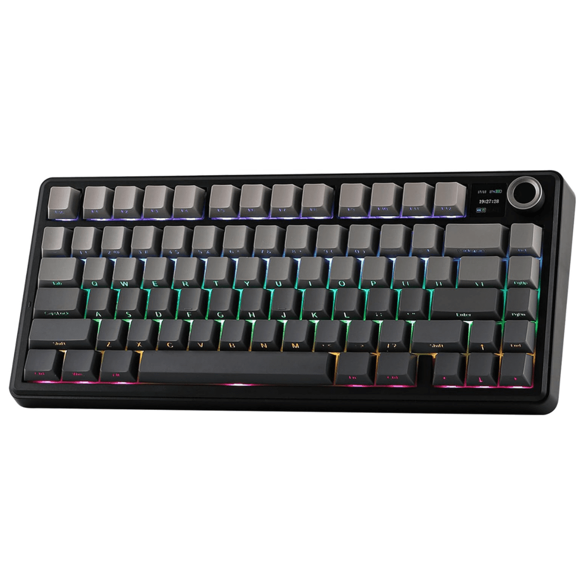 AULA - F75 Max Wireless Mechanical Keyboard with TFT Smart Screen, Tri-Mode Connectivity, Hot Swappable, RGB Backlit, Volume Knob, 75% Gasket Mount (Black Gradient) - Serious Techies